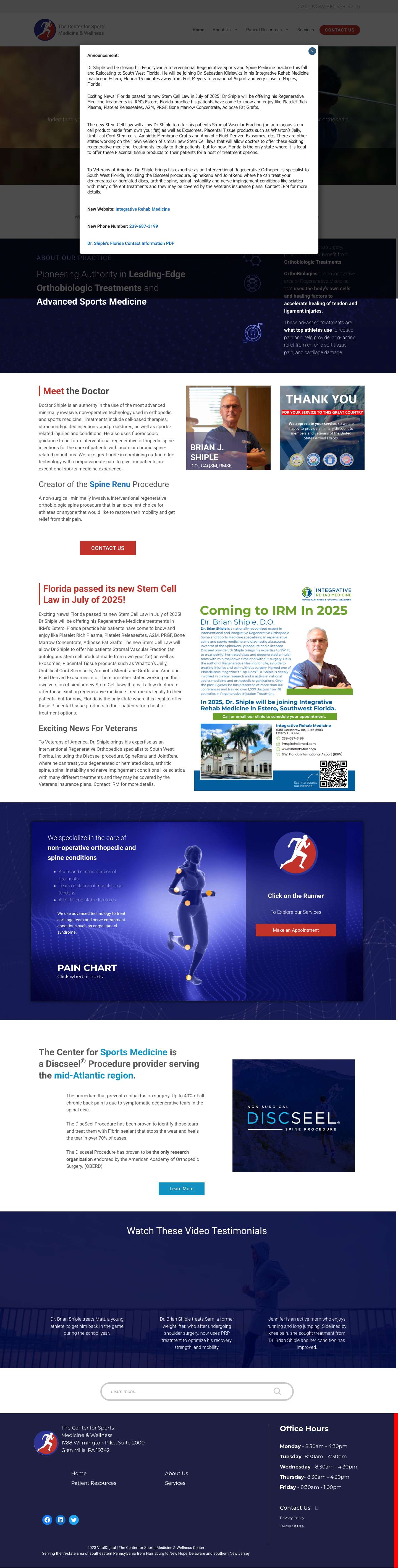 Homepage - The Center for Sports Medicine and Wellness - Full Screenshot