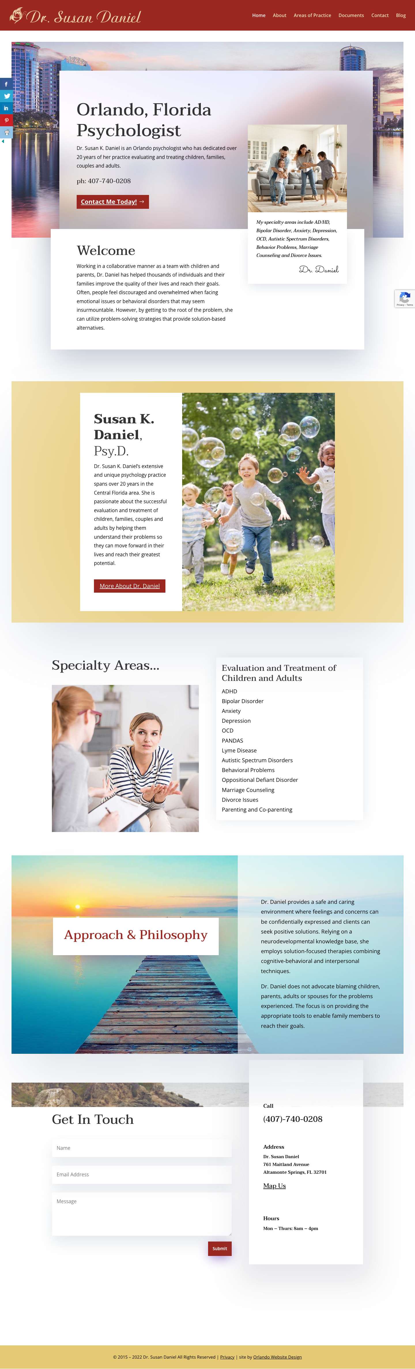 Orlando Florida Psychologist, Dr. Susan Daniel - Families - Full Screenshot