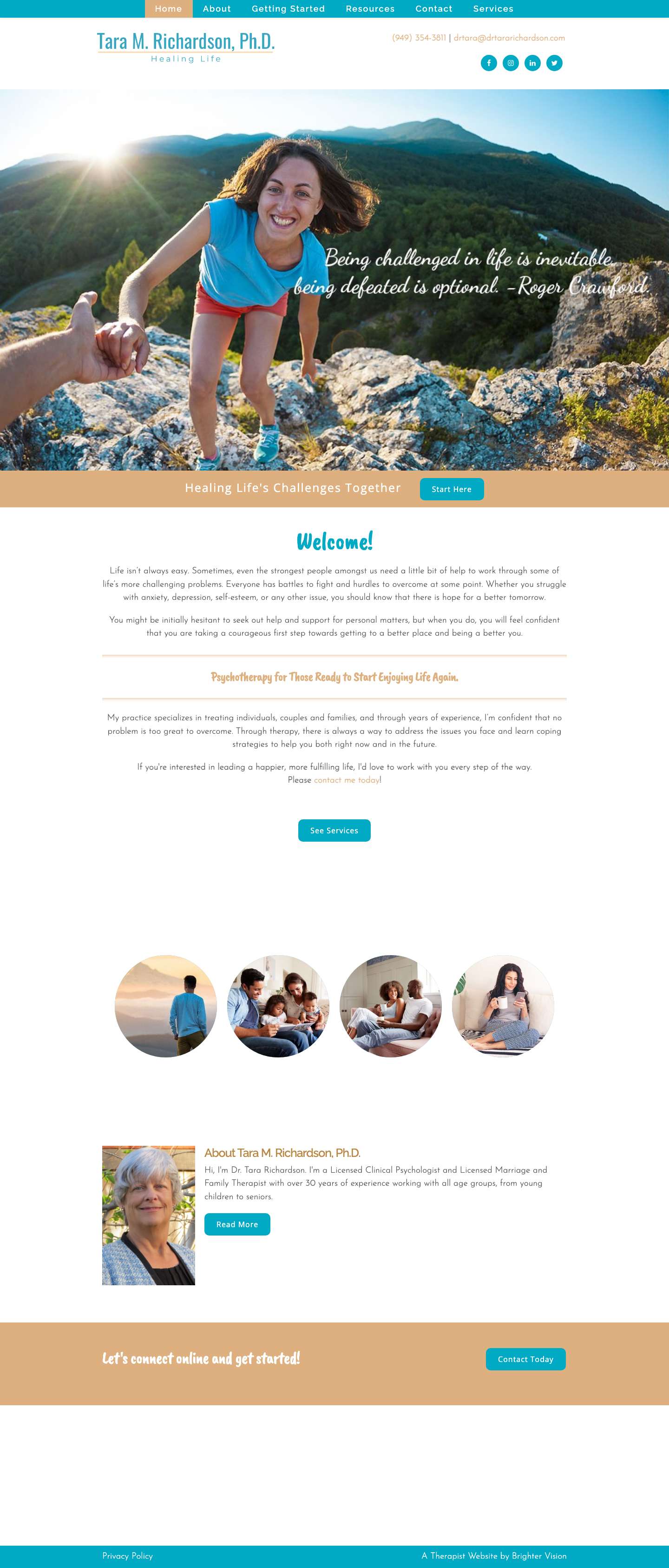 Tara Richardson, Ph.D | Therapy Services | Orange, CAFacebookInstagramLinkedInTwitter - Full Screenshot