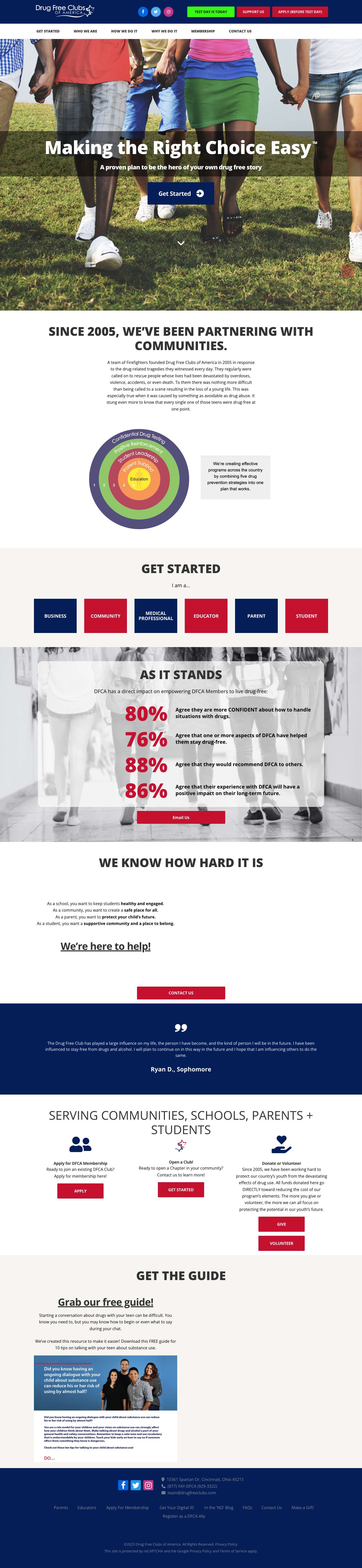 Committed to Building A Drug Free Youth | Drug Free Clubs - Full Screenshot