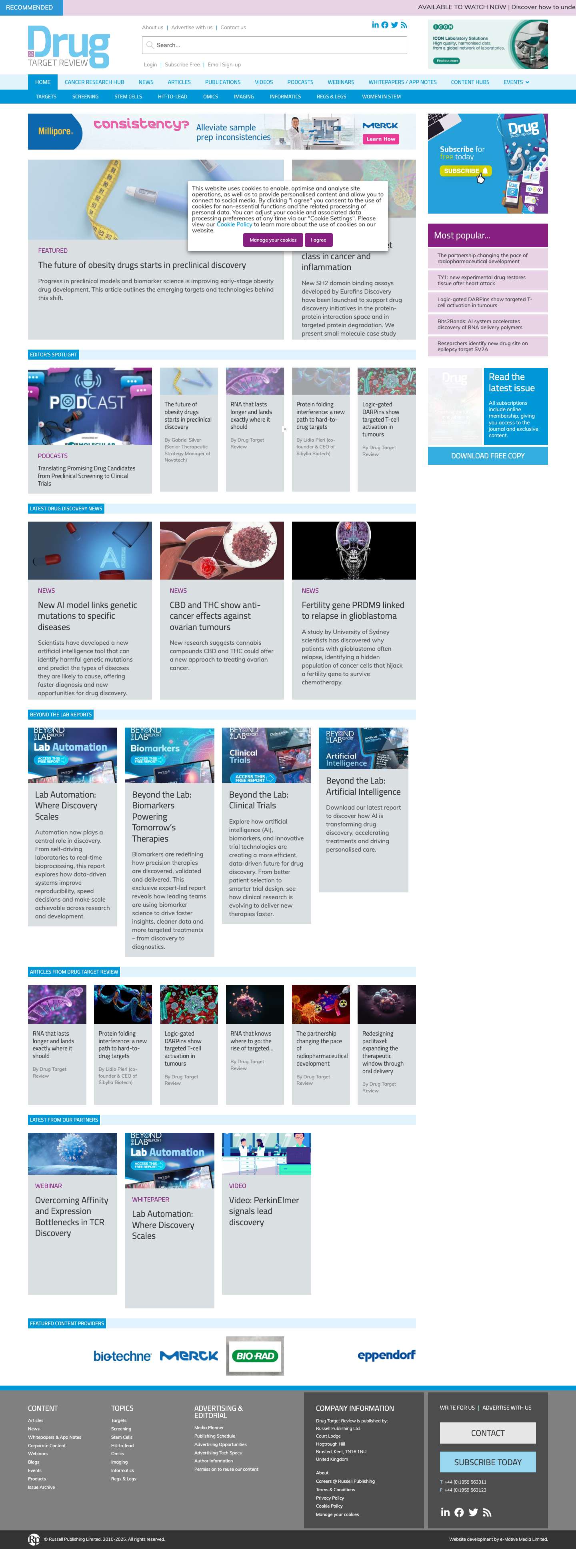 Drug Target Review: Leading Research & Insights in Drug Discovery - Full Screenshot
