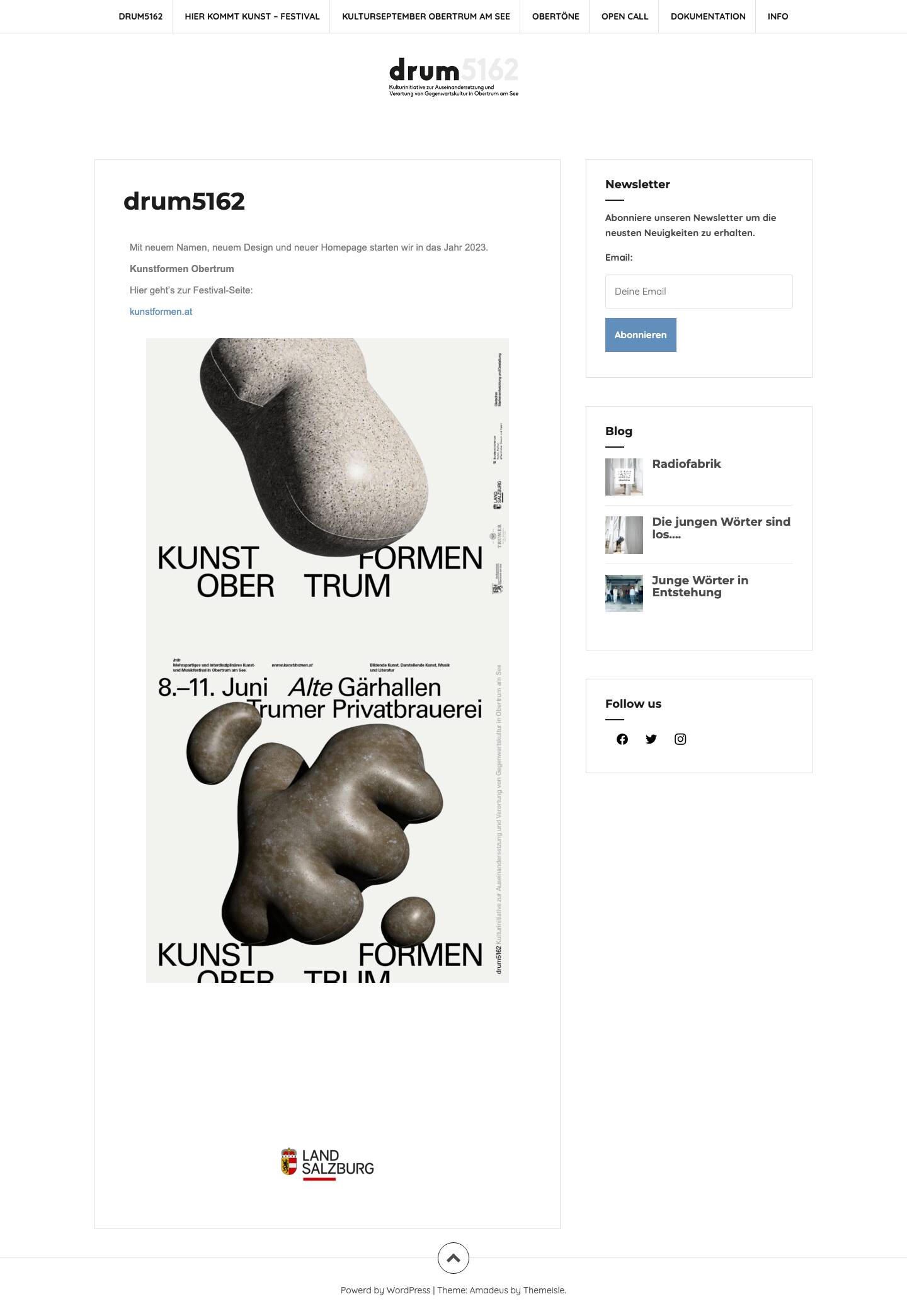 drum5162 – Kulturinitiative zur Auseinandersetzung und Verortung von Gegenwartskultur in Obertrum am See - Full Screenshot