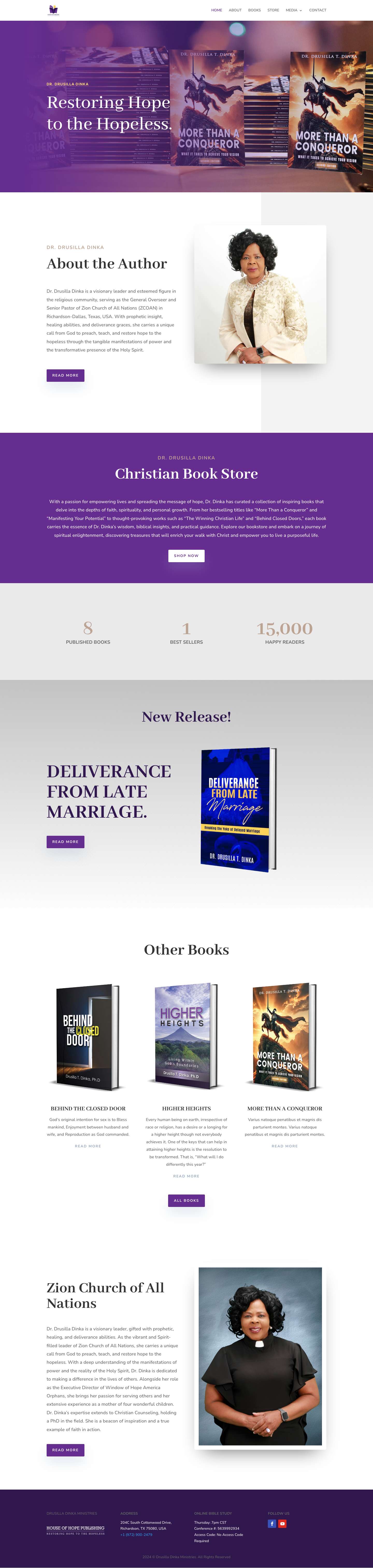 Drusilla Dinka Ministries | Restoring Hope to the Hopeless - Full Screenshot