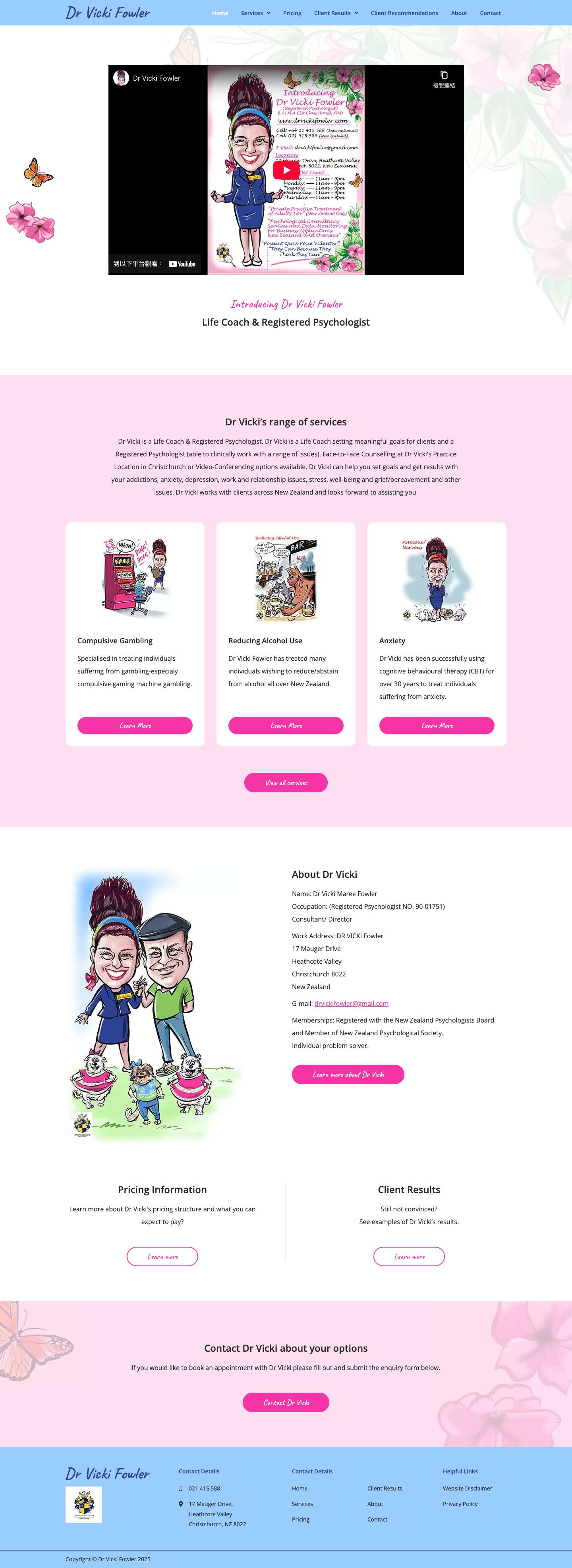 Registered Psychologist Christchurch | Dr Vicki Fowler - Full Screenshot