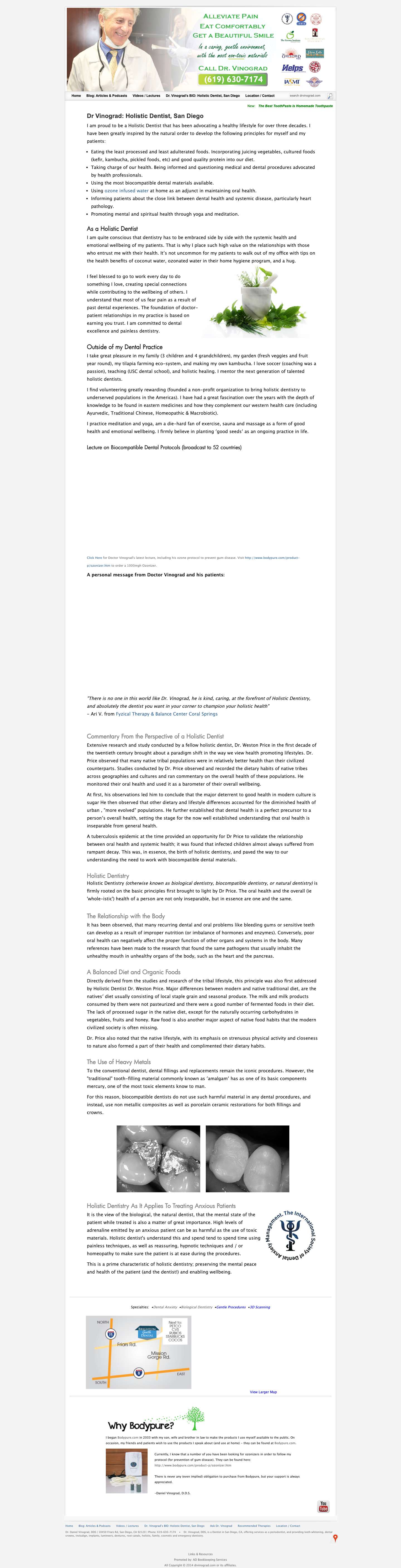 Holistic Dentist | Dr. Vinograd | Mercury Free Biological Dentist | San Diego, CA - Full Screenshot