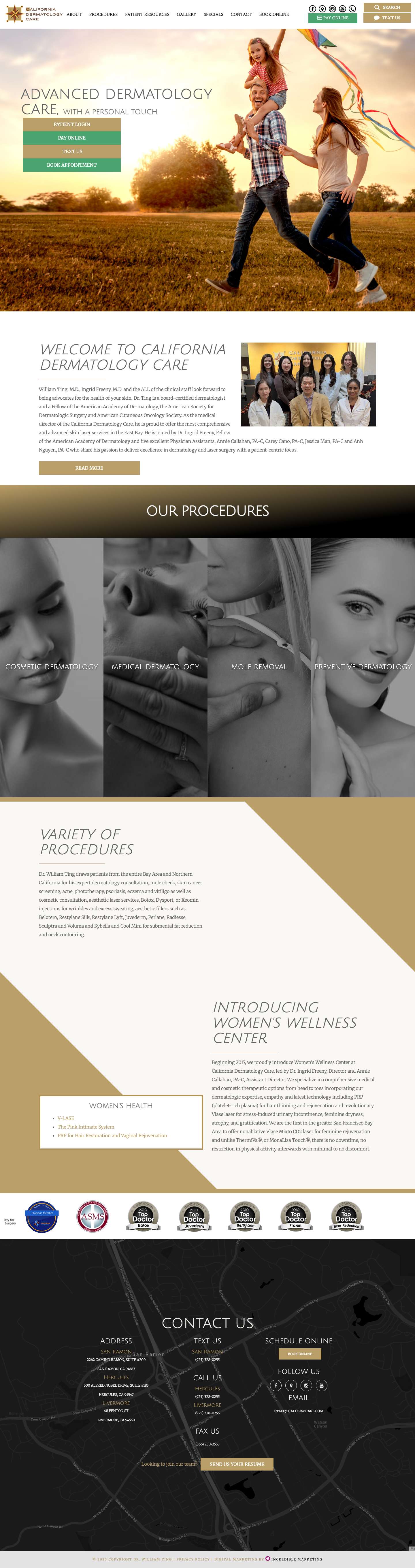 Dr. William Ting | California Dermatology Care - Full Screenshot