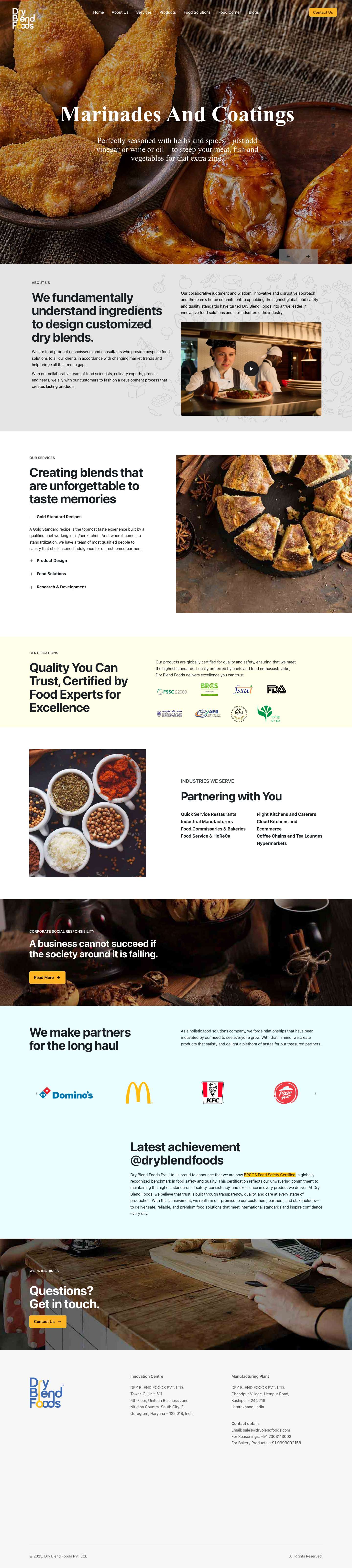 Leading Brand for Dry Blends, Seasonings, Dessert Mixes, Wholesale Spices and Ingredients | Dry Blend Foods - Full Screenshot