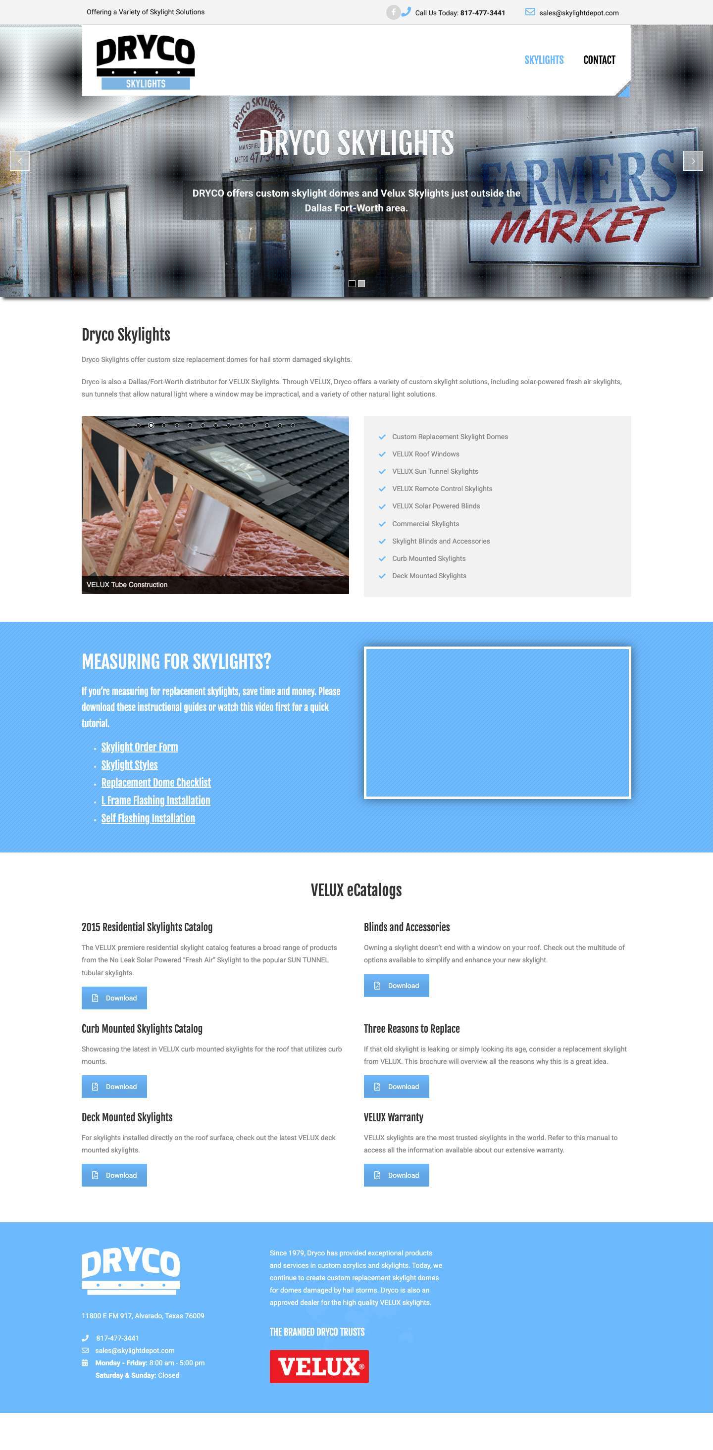 Dryco Skylights - Offering a Variety of Skylight Solutions - Full Screenshot