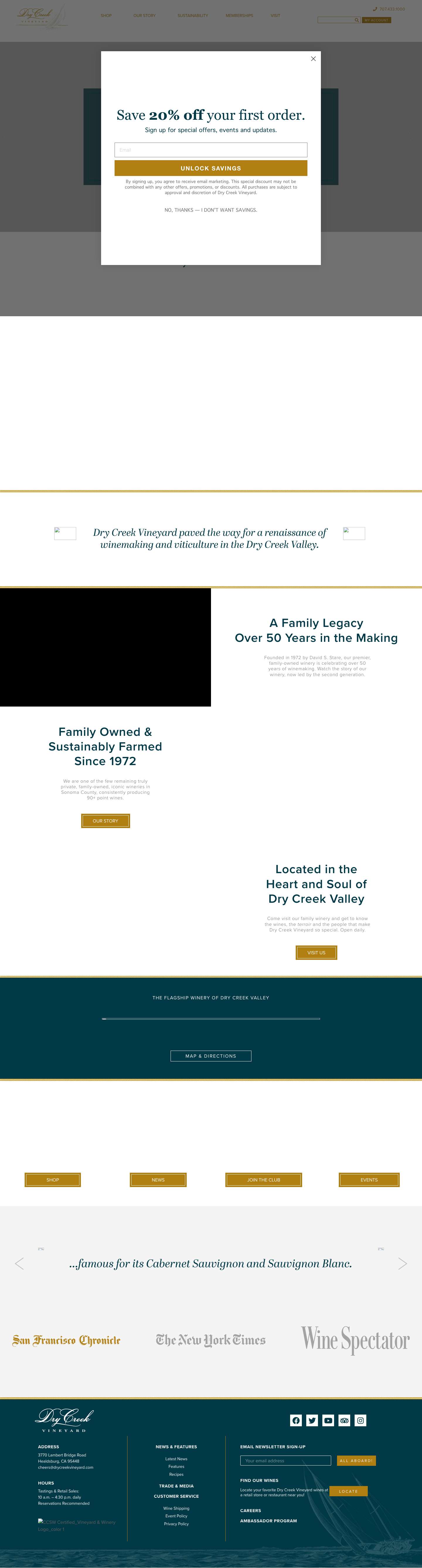 Dry Creek Vineyard - Wine Tasting, Tours & Private Events - Full Screenshot