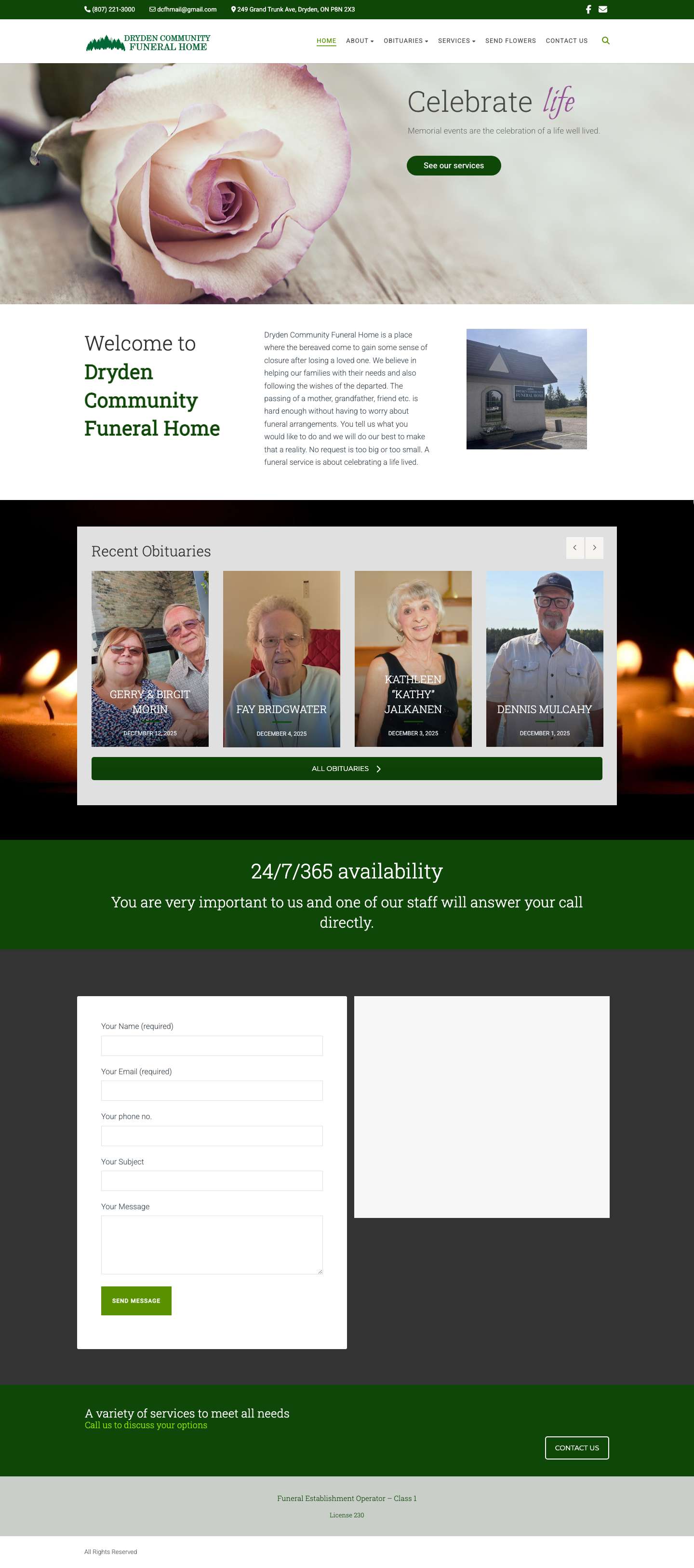 Dryden Community Funeral Home - Full Screenshot