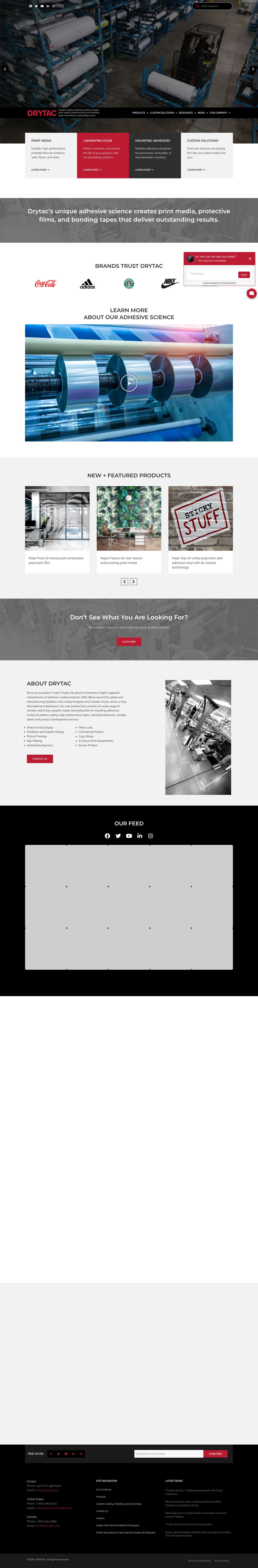 Drytac: Adhesive Solutions for Print & Laminating - Full Screenshot