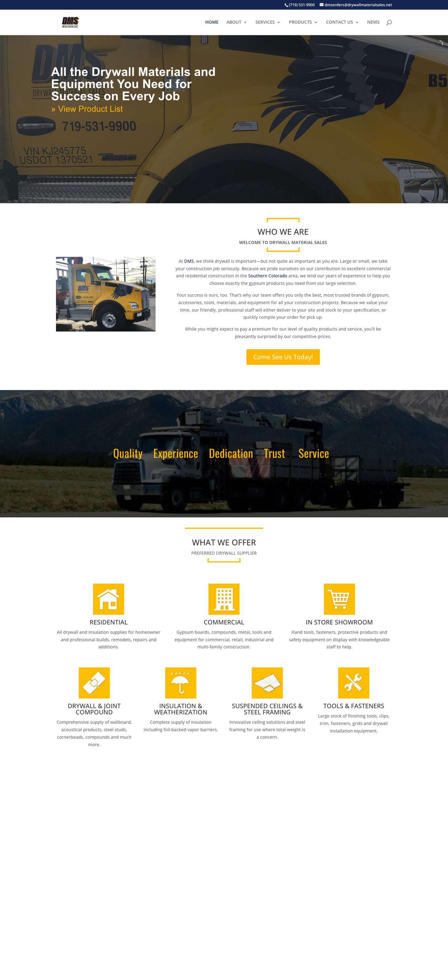 Drywall Material Sales | Drywall Supply in Colorado Springs, CO - Full Screenshot