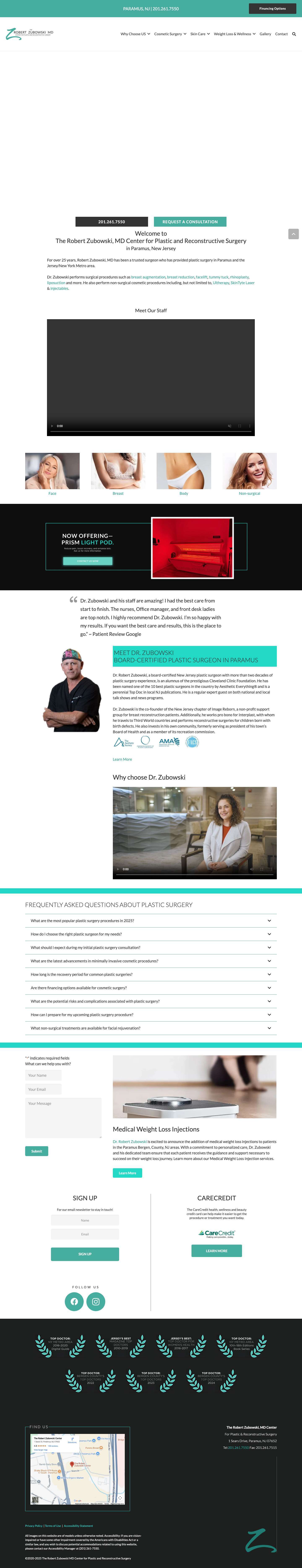 Dr. Zubowski | New Jersey Plastic Surgeon | Hoboken, Paramus - Full Screenshot