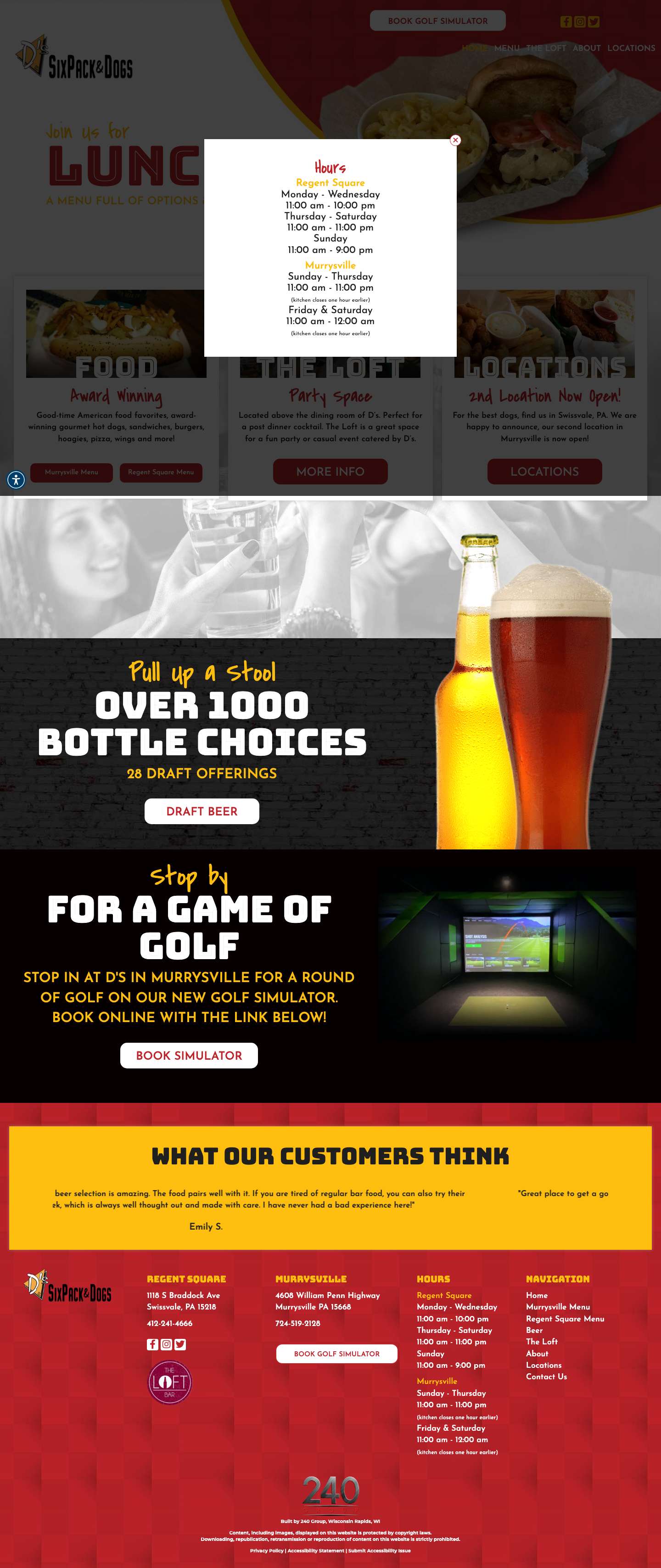 Home - D's Six Pack & Dogs - Voted Best Hot Dogs in Pittsburgh - Full Screenshot