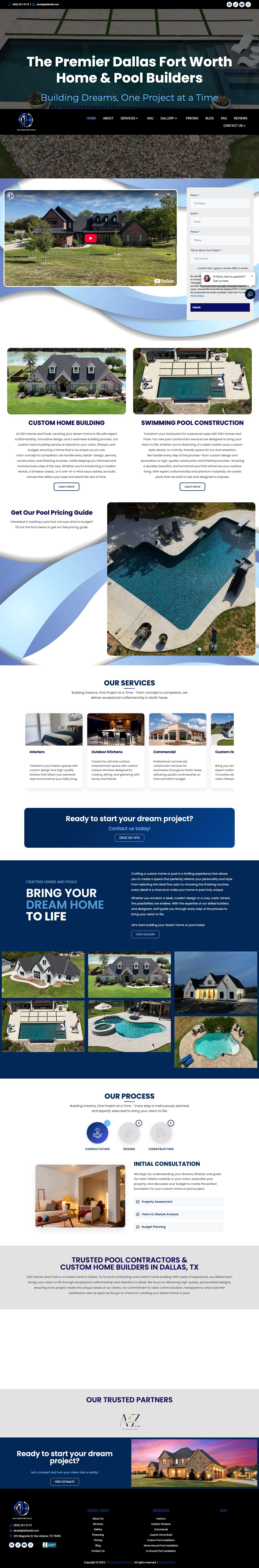 Dallas' Premier Home & Pool Builders | DSH Homes and PoolsDSH Homes and Pools - Our ServicesDSH Homes and Pools - Our Process - Full Screenshot