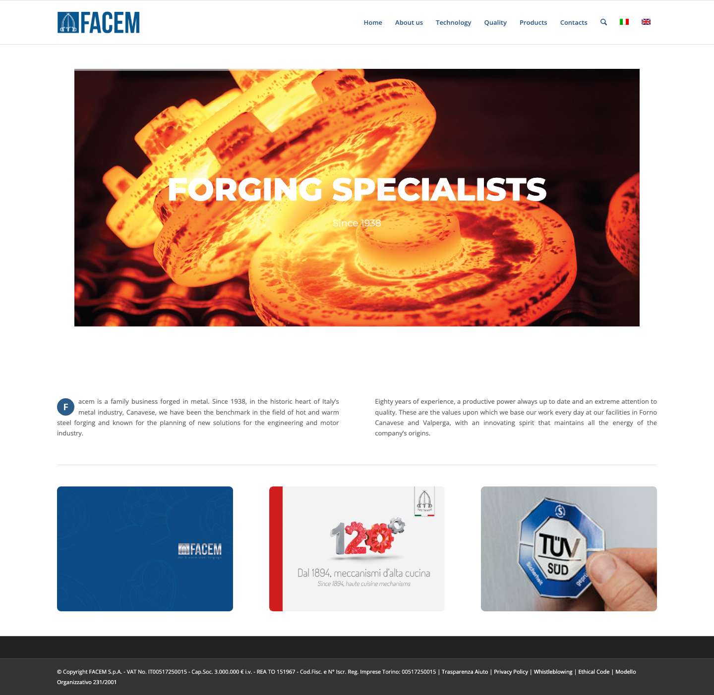 FACEM – Hot & Warm Steel Forgings – FACEM, since 1938 a leading family company for hot and warm steel forgingsFare clic per aprire il campo di ricercaScorrere verso l’alto - Full Screenshot