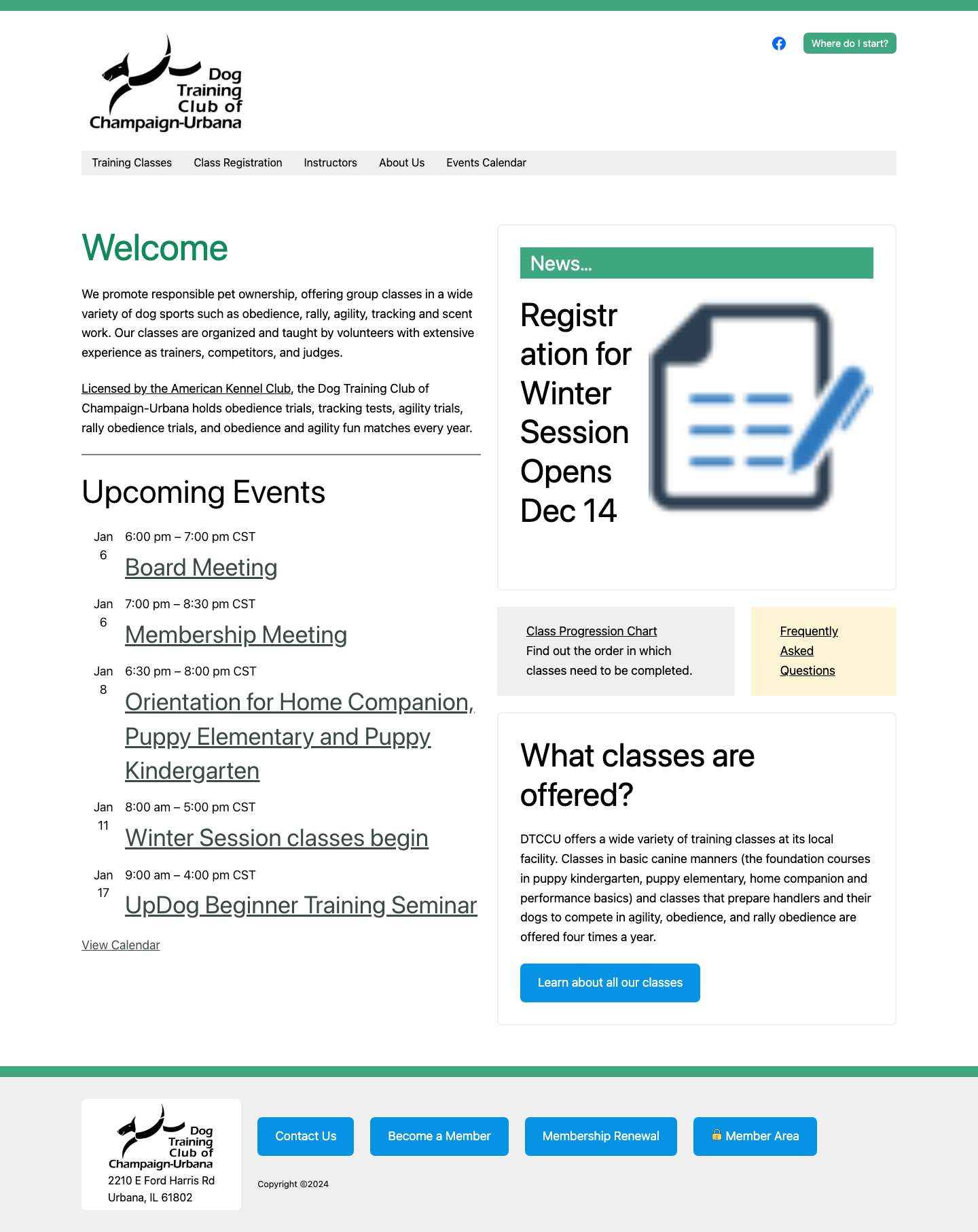 Dog Training Club of Champaign-Urbana – located in Urbana, Illinois - Full Screenshot
