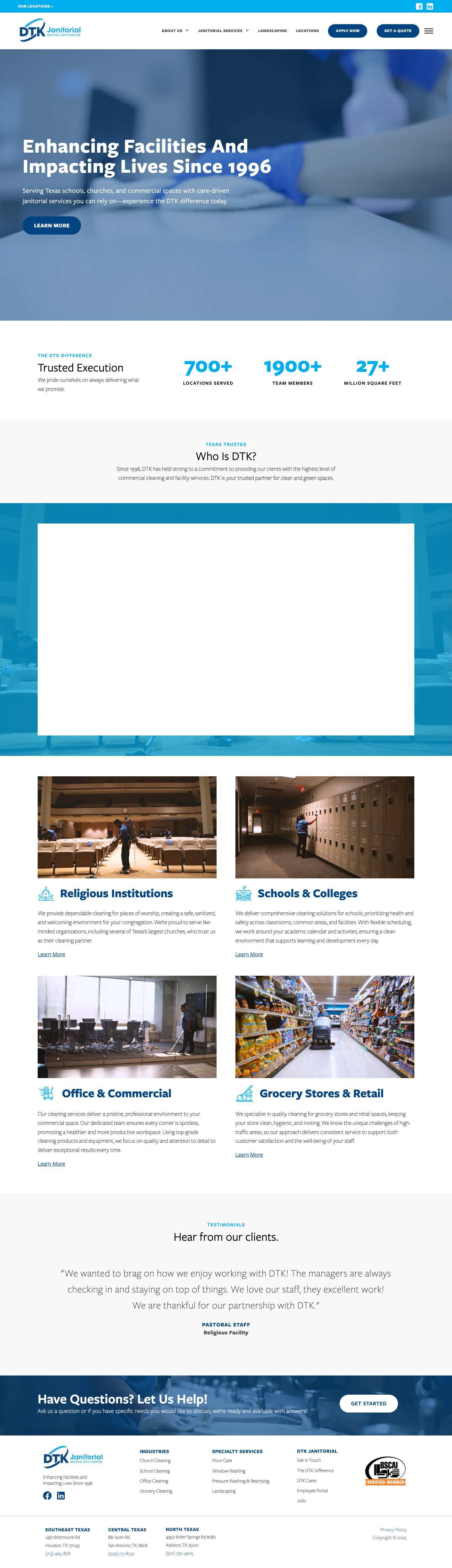 Texas Janitorial Services | Church, School, & Commercial - Full Screenshot