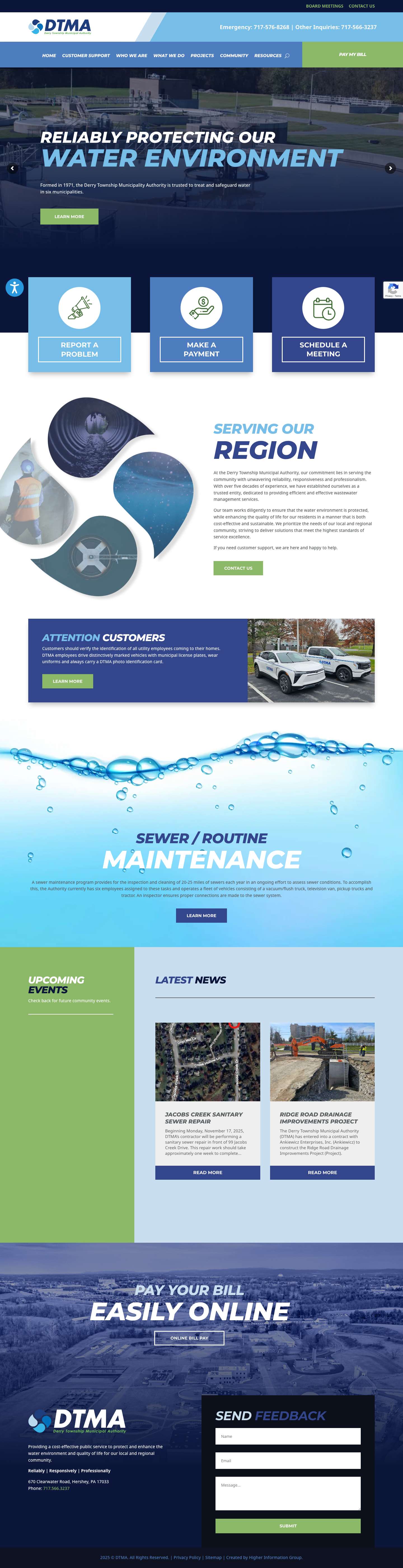 Derry Township Municipal Authority | Reliably, Responsively, & Professionally - Full Screenshot