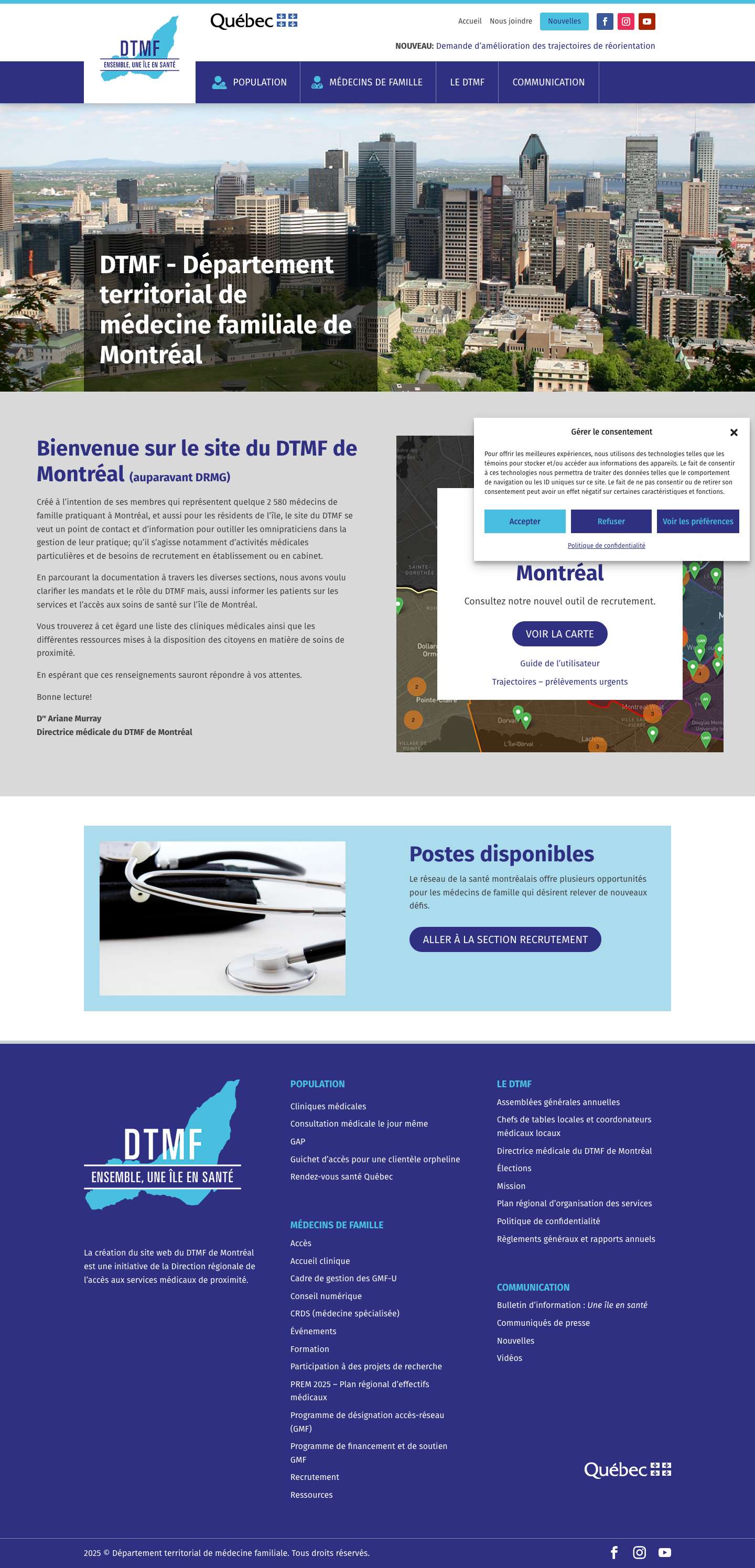 DTMF - Département territorial de médecine familiale de Montréal - Accueil - Full Screenshot