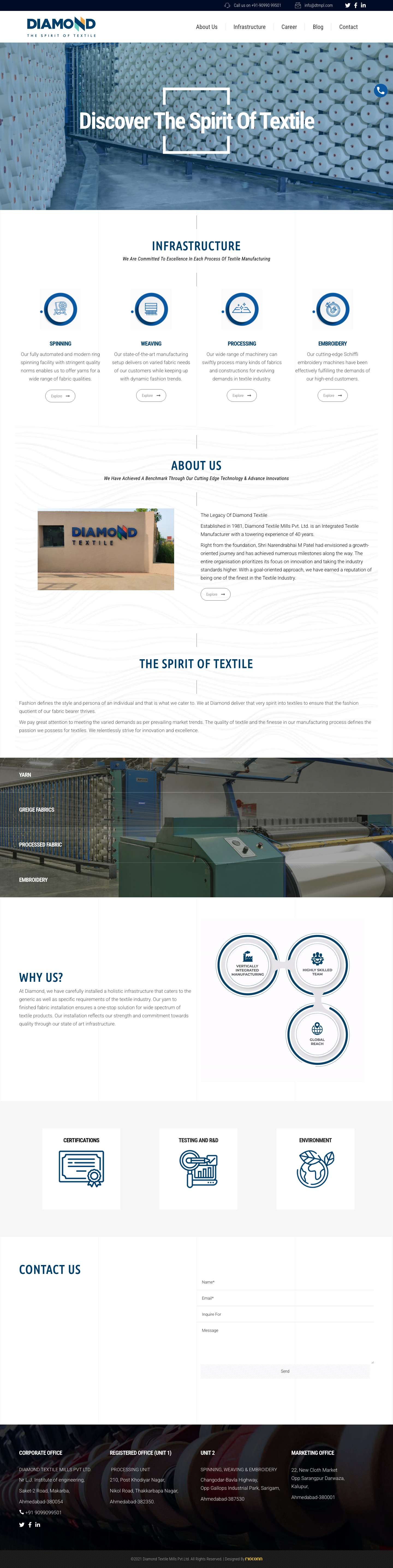 Textile Manufacture In India | Textile Manufacturing Industry | DTMPL - Full Screenshot