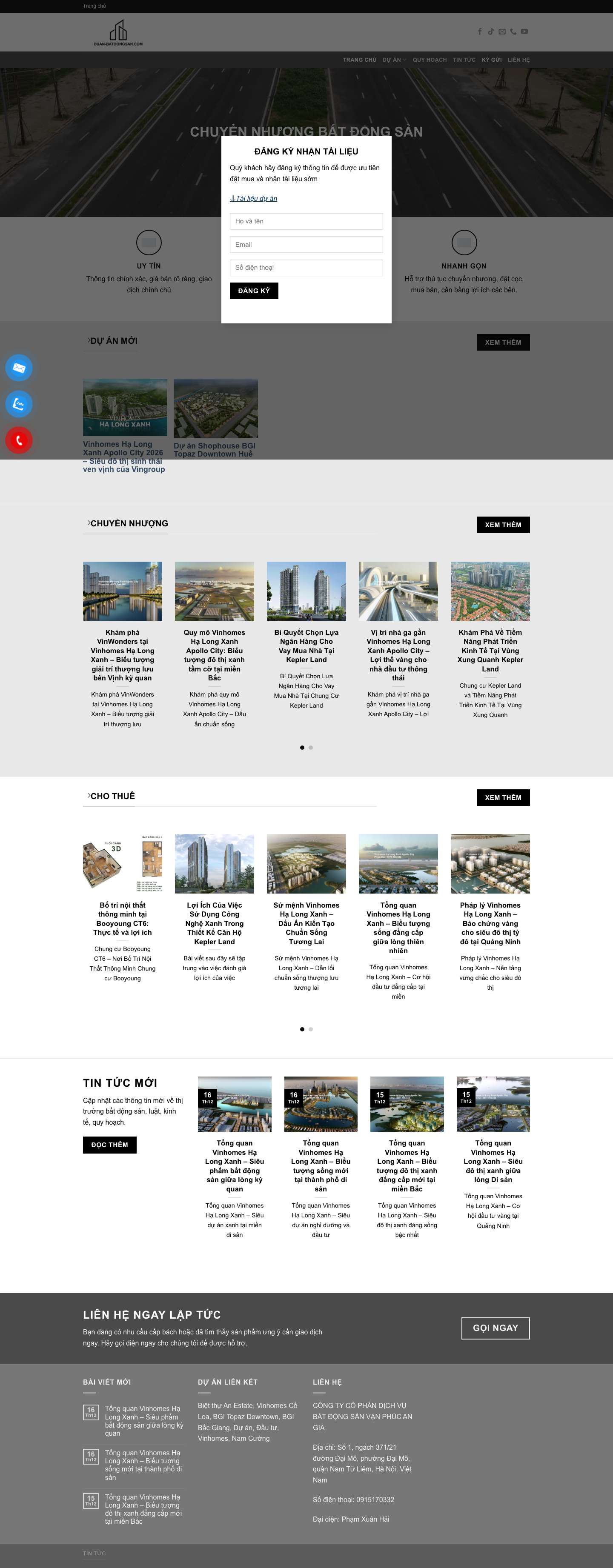 Trang thông tin về các dự án bất động sản - Tư vấn mua mới, chuyển nhượng, cho thuê - Full Screenshot