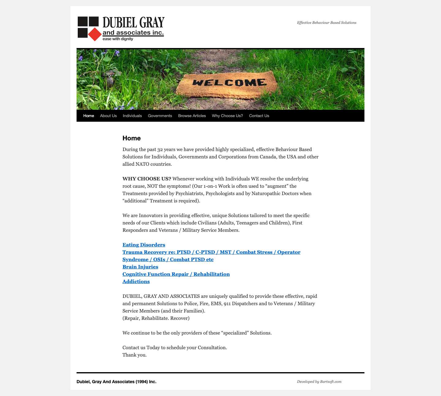 | Effective Behaviour Based SolutionsWelcome to DUBIEL, GRAY AND ASSOCIATES (1994) INC. - Full Screenshot