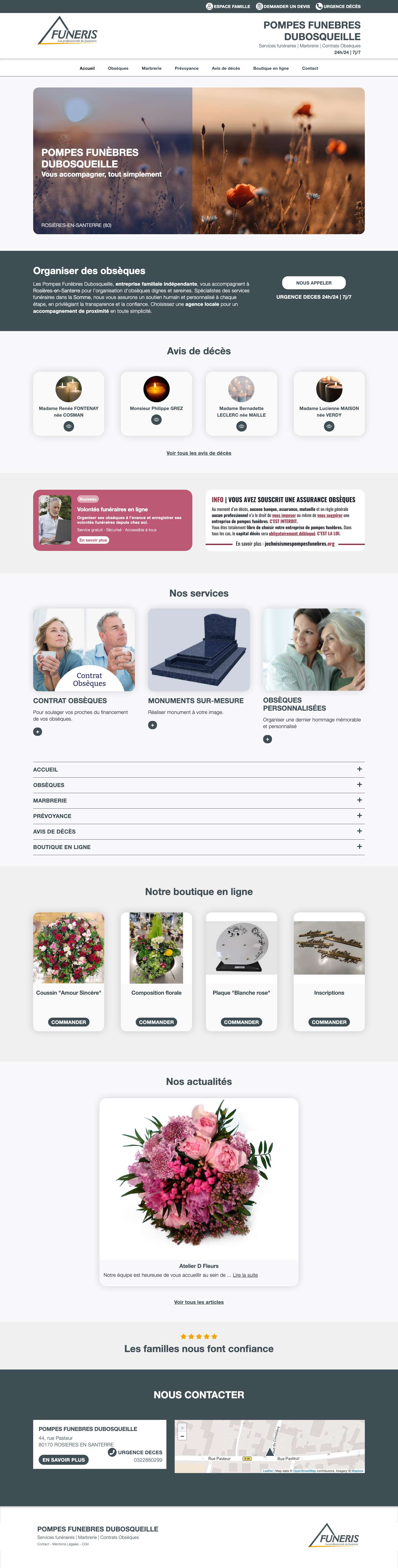 Accueil - FUNERIS Dubosqueille - Full Screenshot