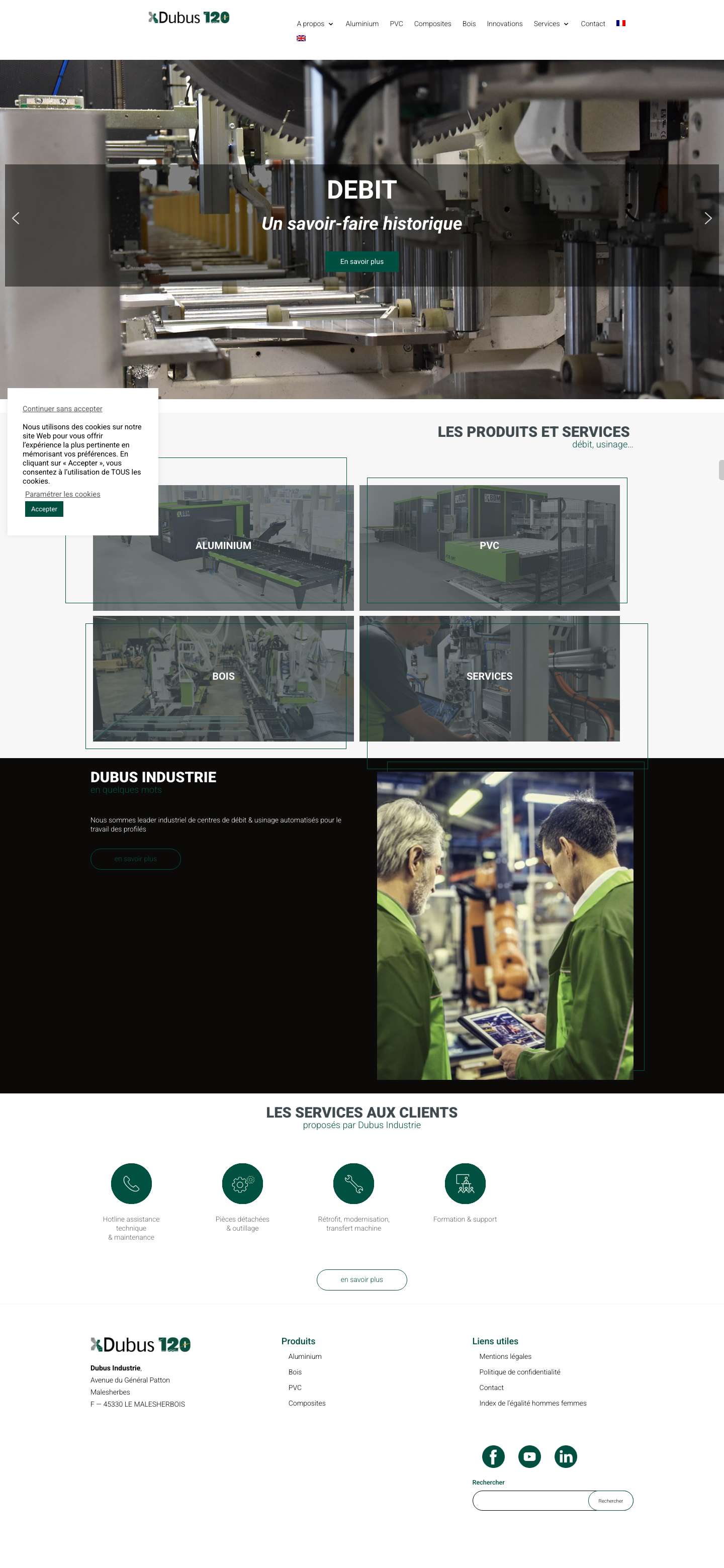 BDM Dubus BJM - Centre d'usinage menuiserie Aluminium Bois PVC - Full Screenshot