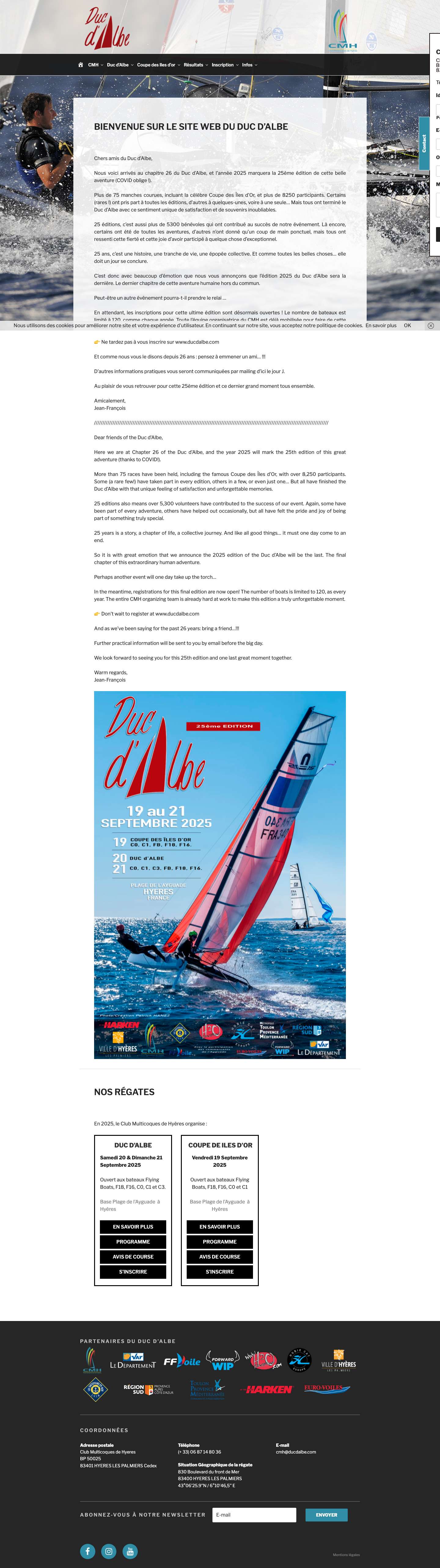 Duc D'Albe – Club Multicoques de Hyères – Longues régates sportives en mer de Hyères - Full Screenshot