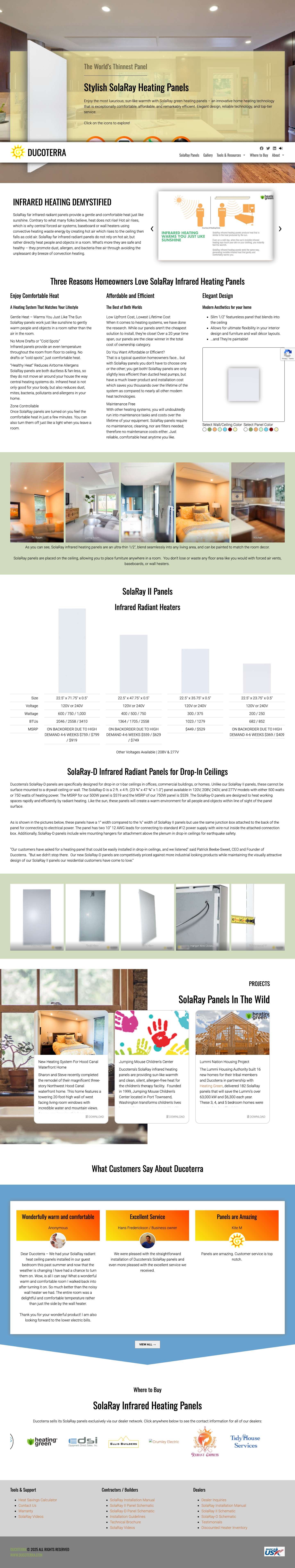 Ducoterra - Premier Manufacturer of Infrared Heating Panels - Full Screenshot