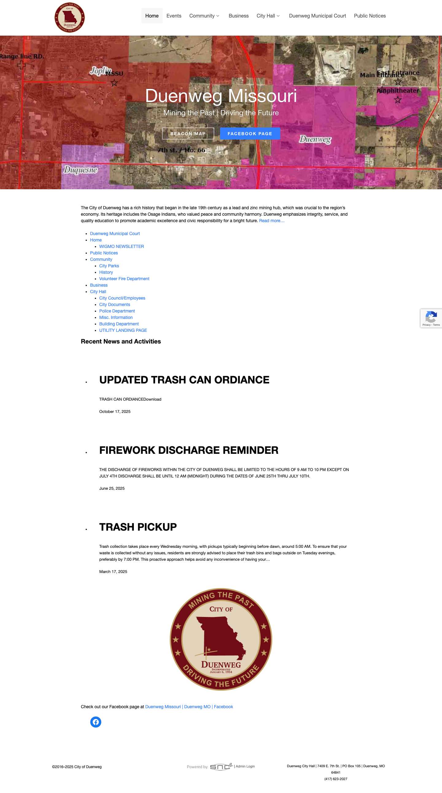 Home - City of Duenweg - Full Screenshot