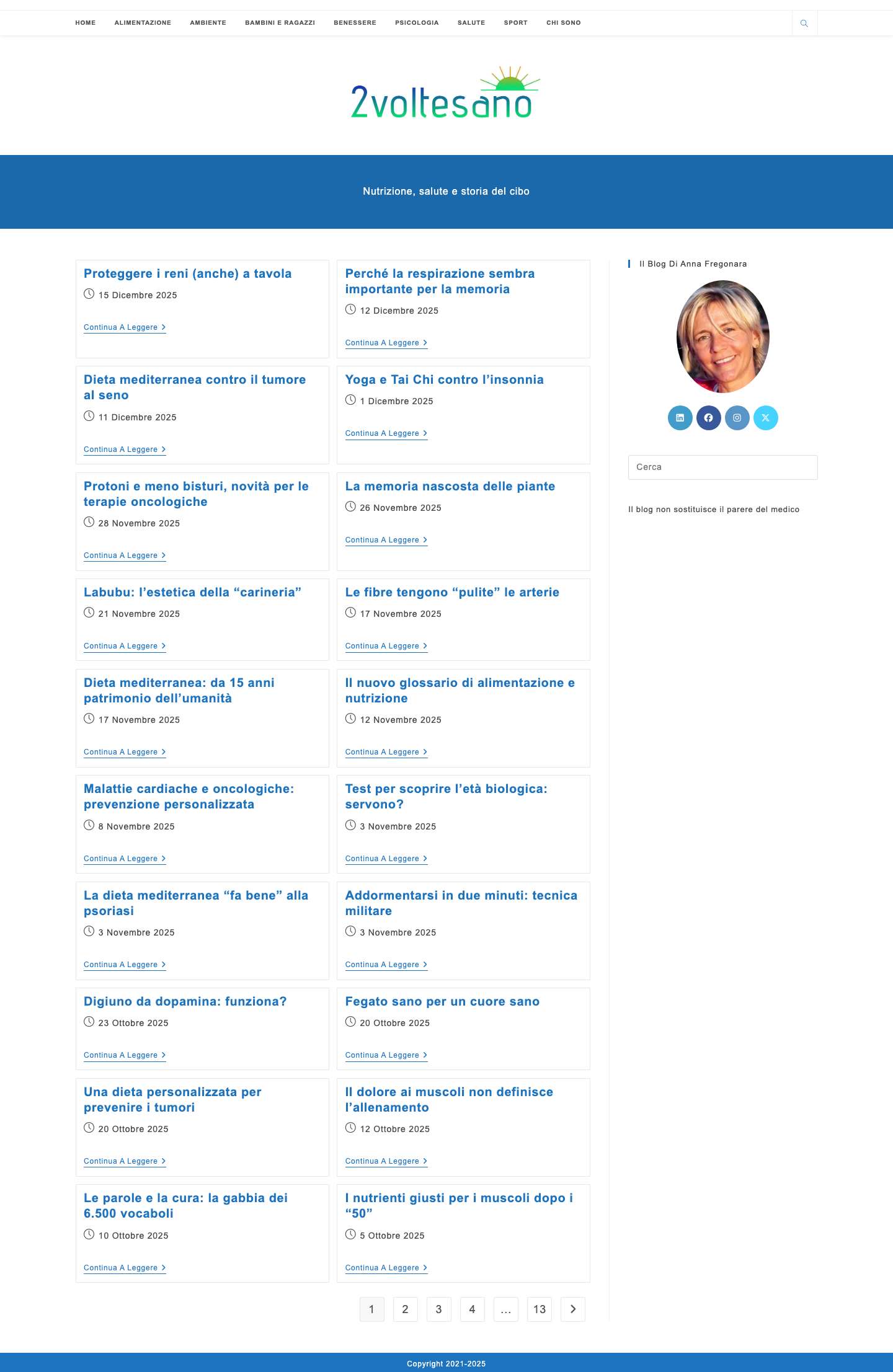 2voltesano - Nutrizione, salute e storia del cibo - Full Screenshot