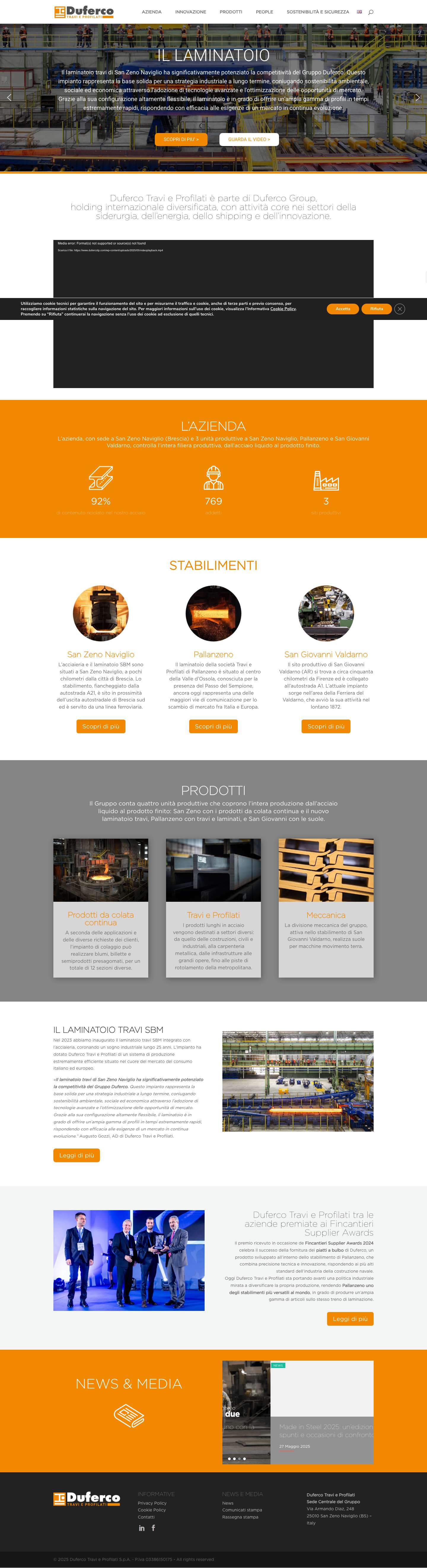 Home page – Duferco Travi e Profilati - Full Screenshot