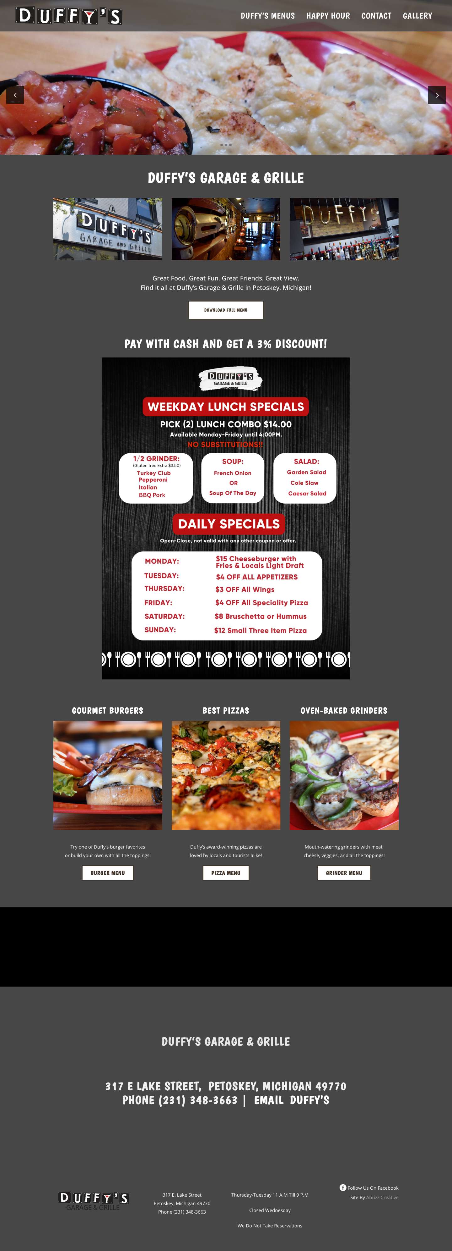 Duffy's Garage and Grille – Petoskey Michigan - Full Screenshot