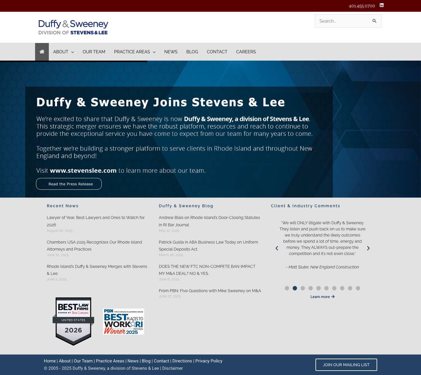 Duffy & Sweeney, A Division of Stevens & Lee - Full Screenshot