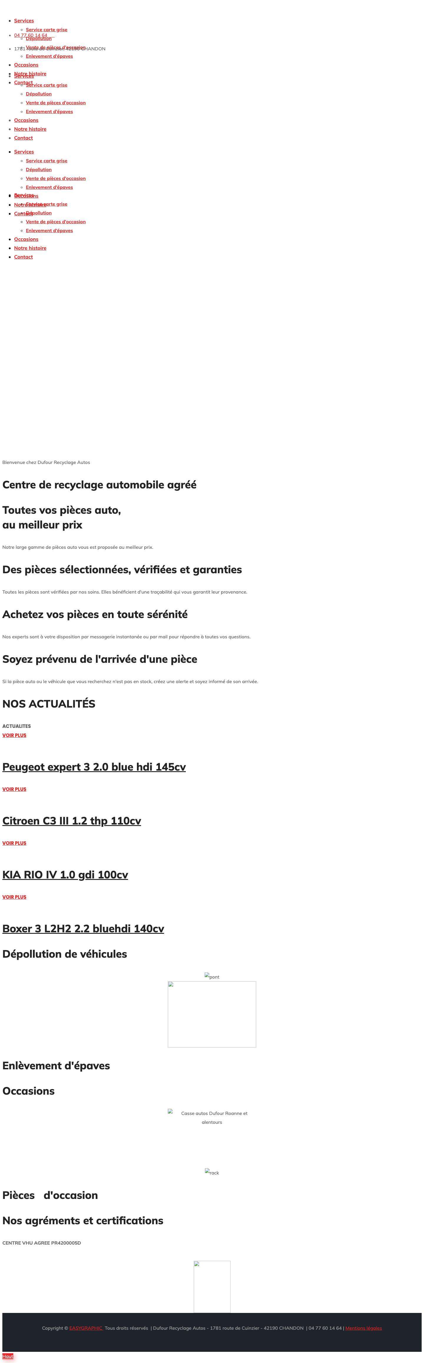 Accueil - Dufour Recyclage Autos - Full Screenshot