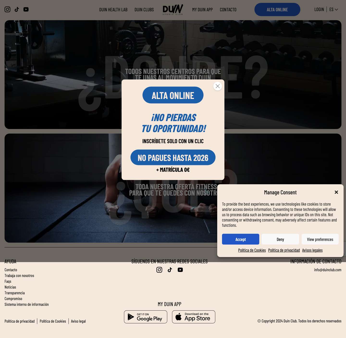 DUIN Sports Club - Para ese deporte llamado vida - Full Screenshot