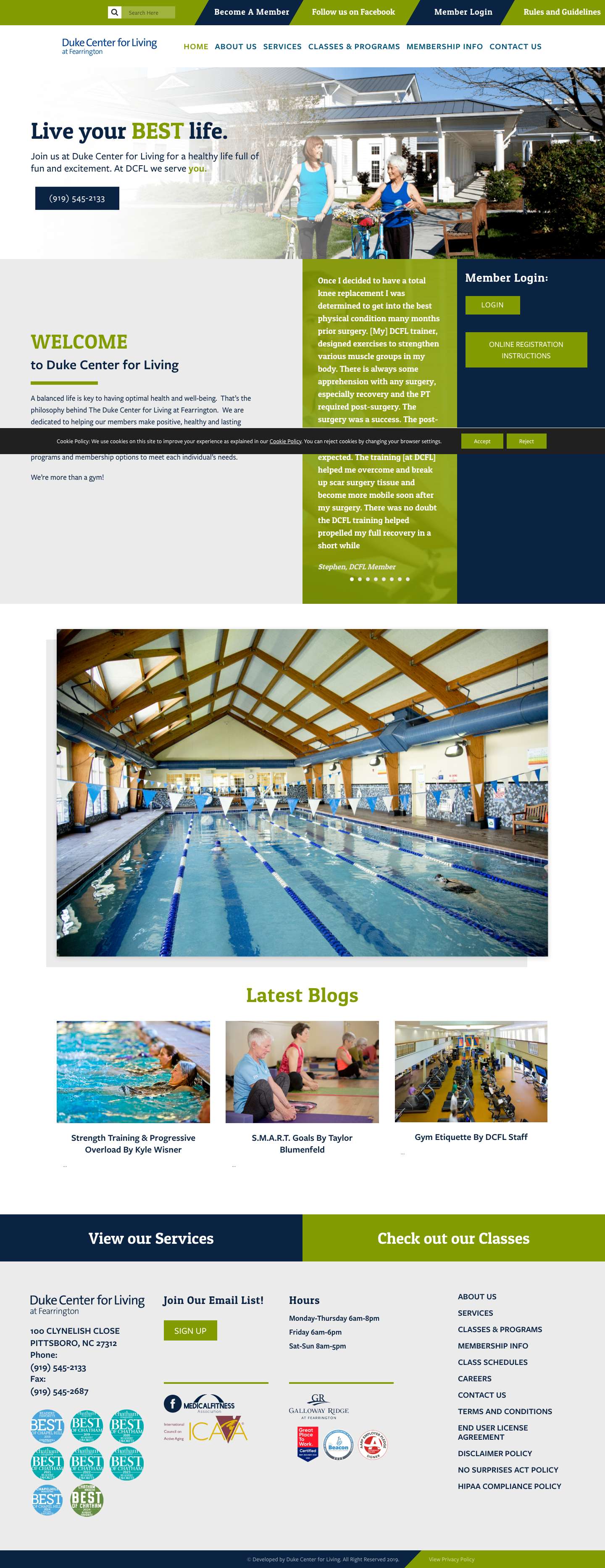 Duke Center For Living at Fearrington | - Full Screenshot