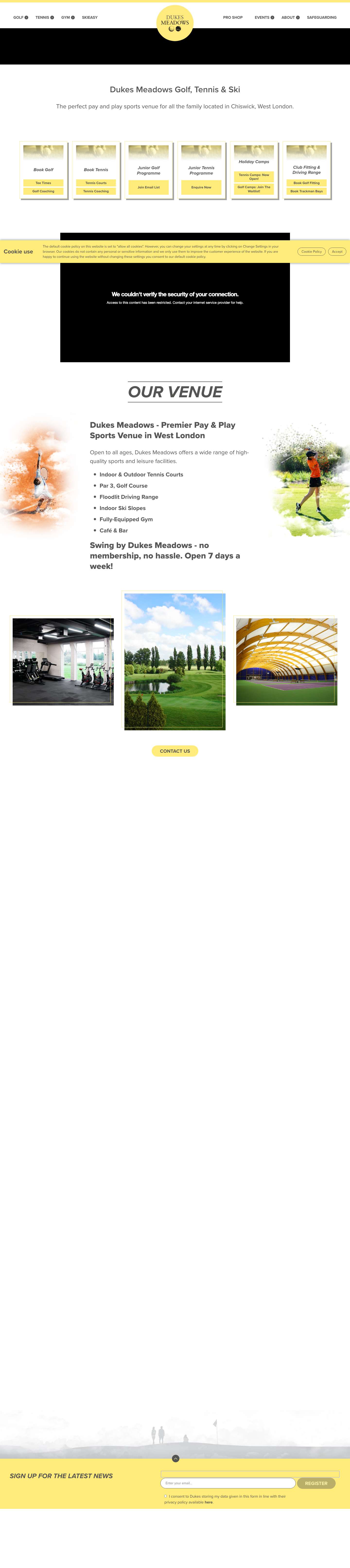 Home | Dukes Meadows Golf, Tennis & Ski | Pay and Play | Chiswick, West London - Full Screenshot