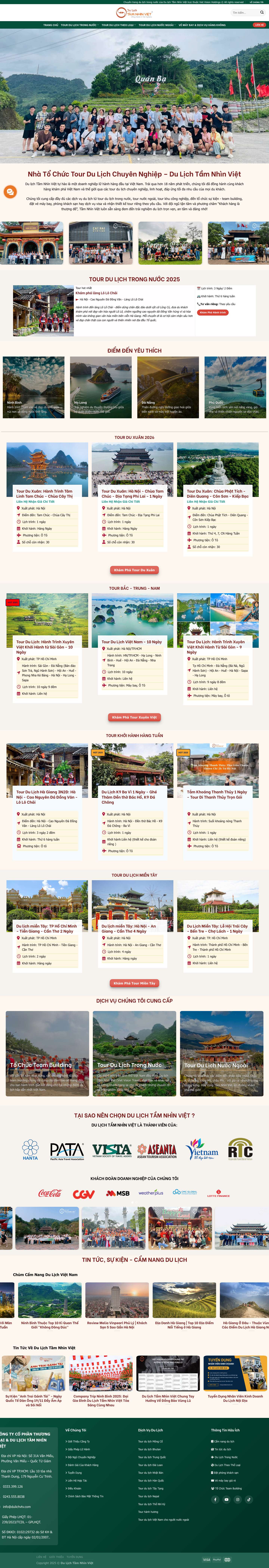 Tour Du Lịch Trong & Ngoài Nước 2025 Trọn Gói - Du Lịch Tầm Nhìn ViệtFooter Du Lịch VTV - Full Screenshot