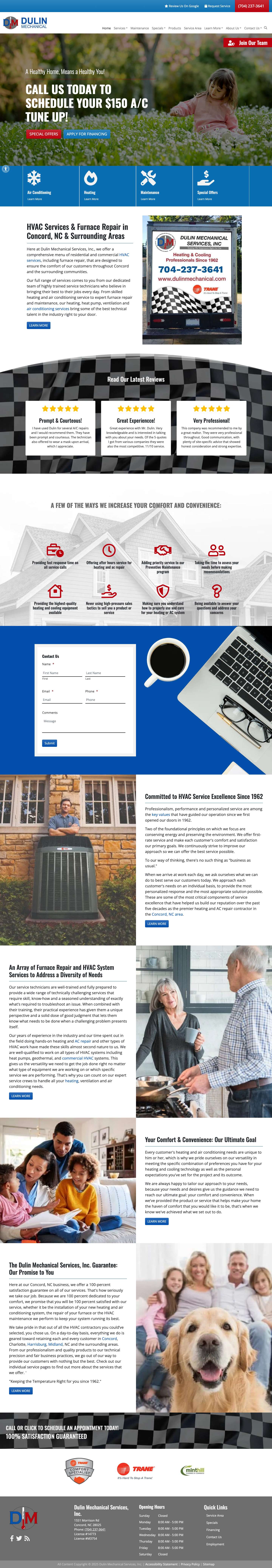 Furnace Repair and Installation Services | HVAC Contractor | AC Fix | HVAC Contractors Near Me | Concord, NC | Dulin Mechanical - Full Screenshot
