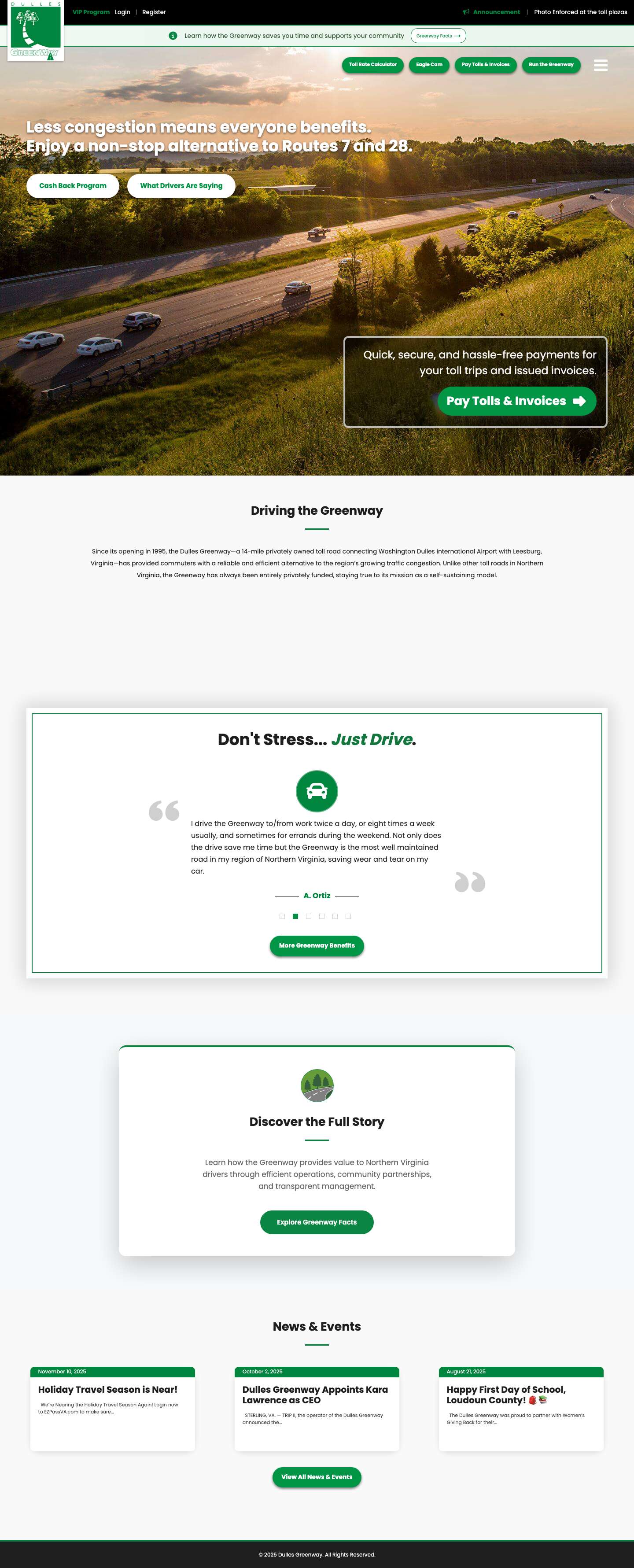 Dulles Greenway - Home - Full Screenshot
