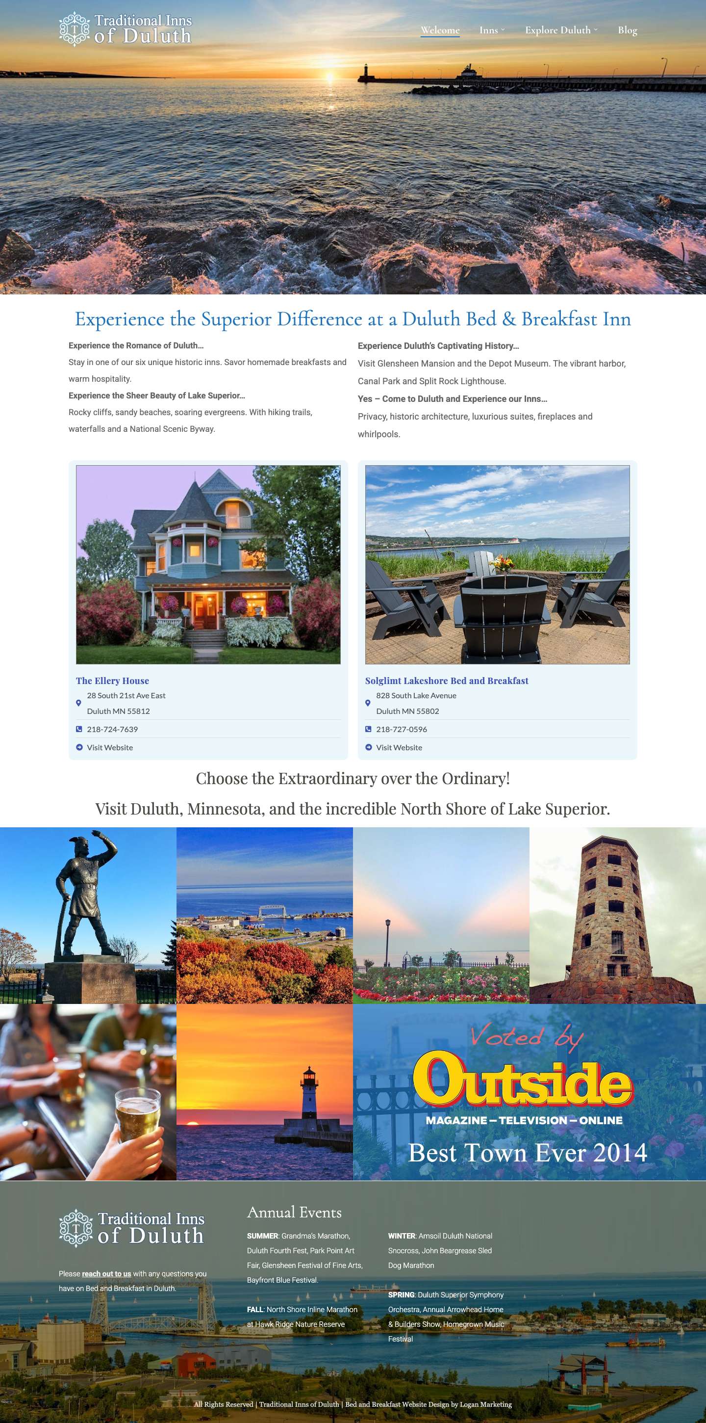 Historic Bed and Breakfast Inns of Duluth, Minnesota - Full Screenshot