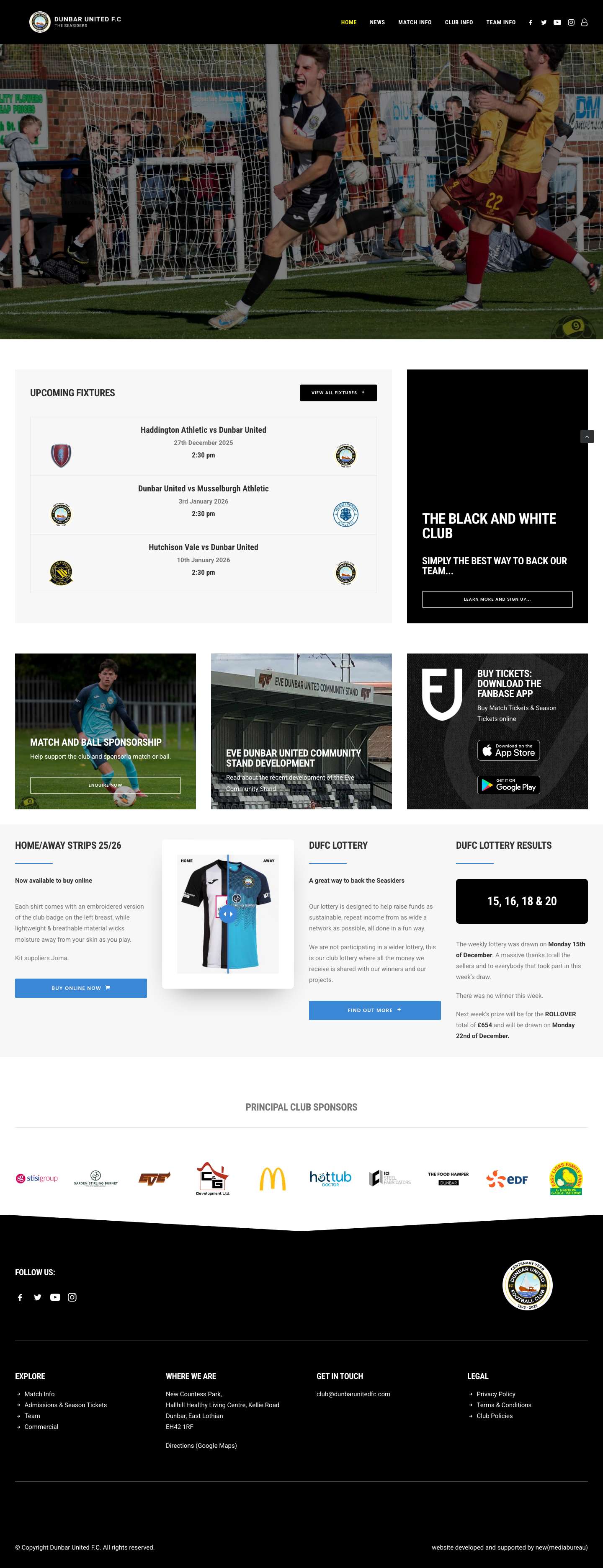 Dunbar United F.C. - The Official Home of Dunbar United, The Seasiders - Full Screenshot