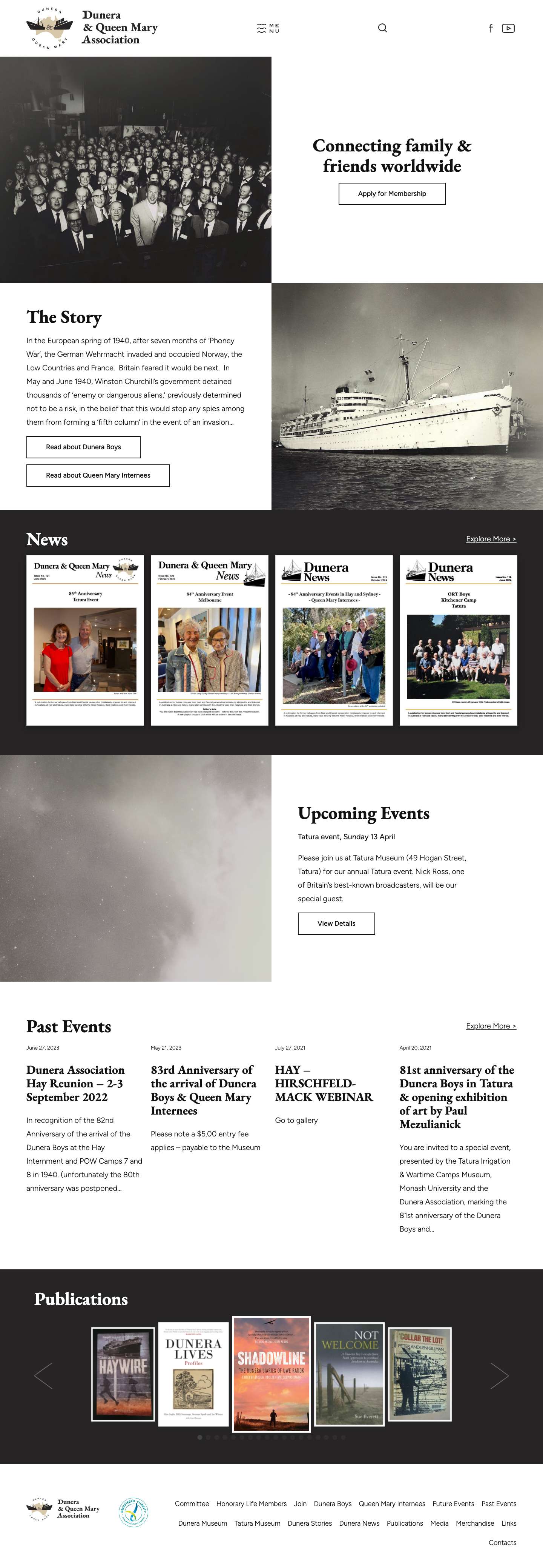 Dunera and Queen Mary Association - Full Screenshot