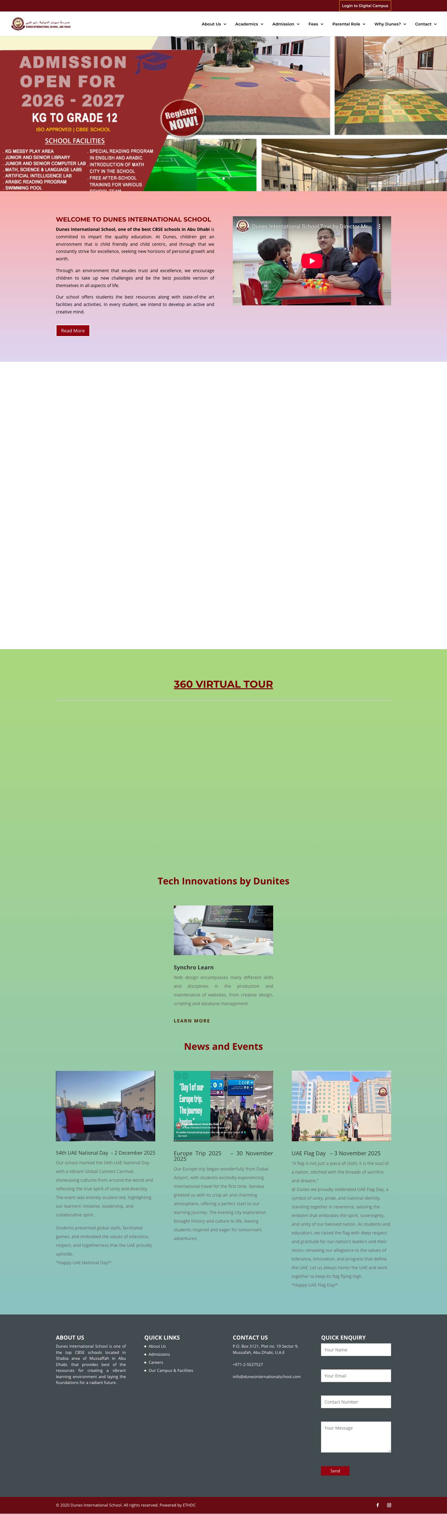 Dunes International School | Abu Dhabi, U.A.E - Full Screenshot