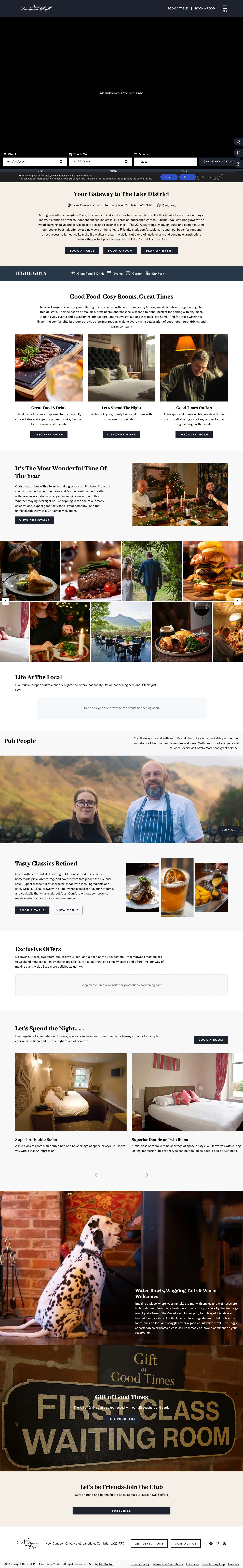 New Dungeon Ghyll Hotel | RedCat Pub Company Inn, LangdaleNew Dungeon Ghyll Hotel | RedCat Pub Company Inn, Langdale - Full Screenshot