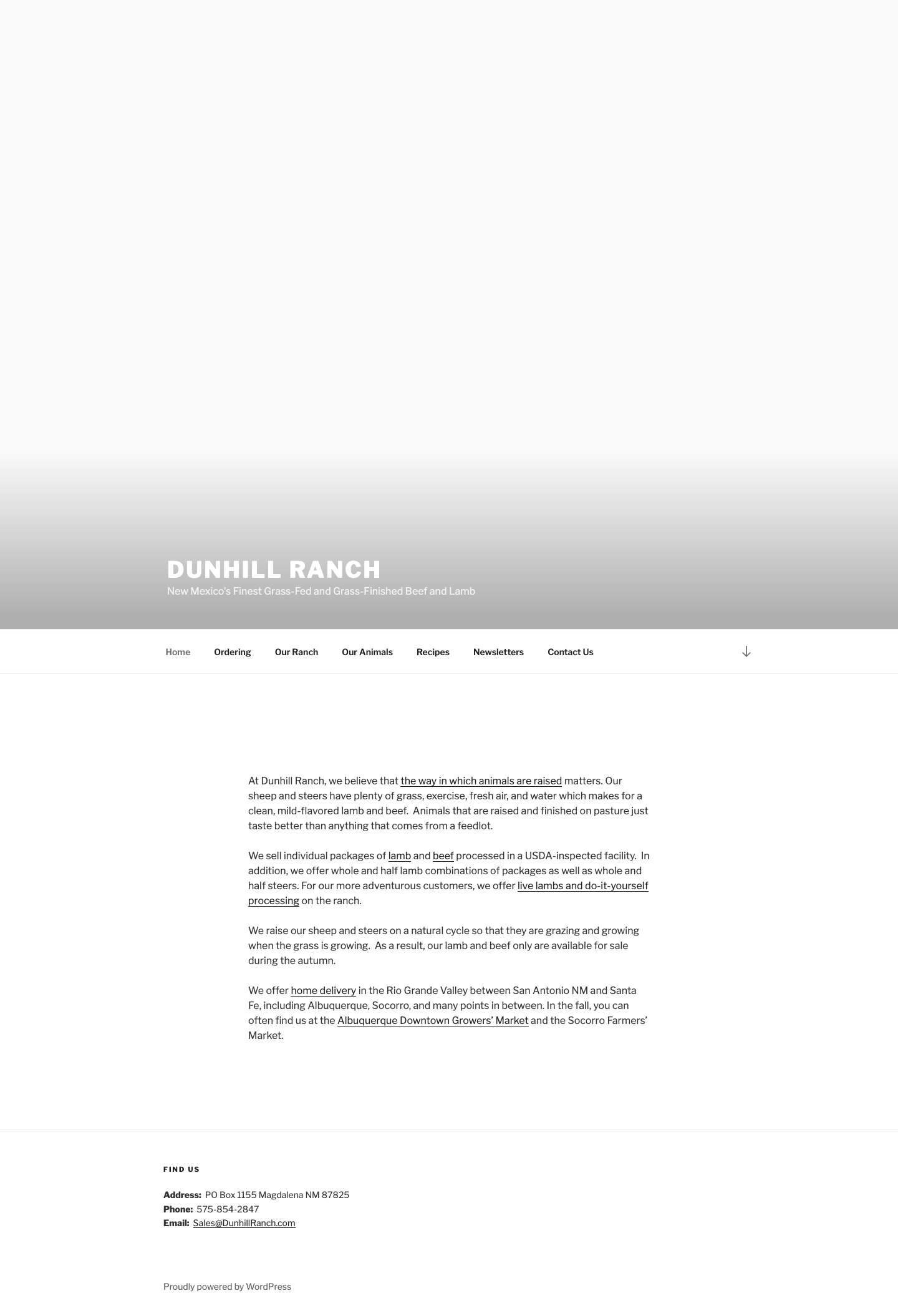 Dunhill Ranch - New Mexico Grass-Fed and Grass-Finished Beef & Lamb - Full Screenshot