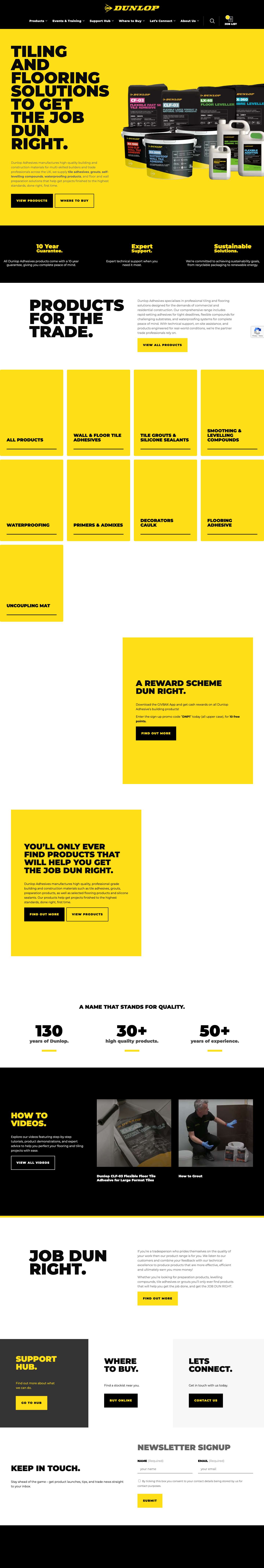 Dunlop Trade - Building Adhesives & Trade Experts - Full Screenshot